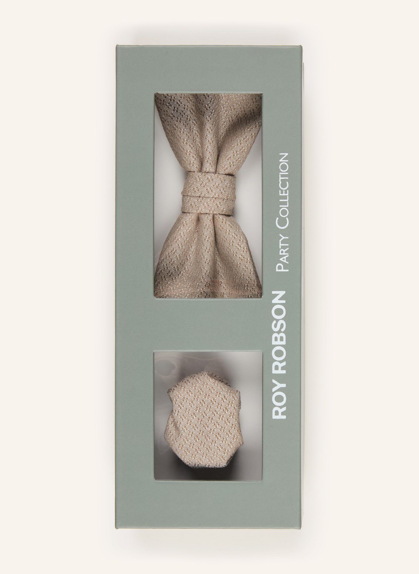 ROY ROBSON Set: Fliege und Einstecktuch: HELLBRAUN