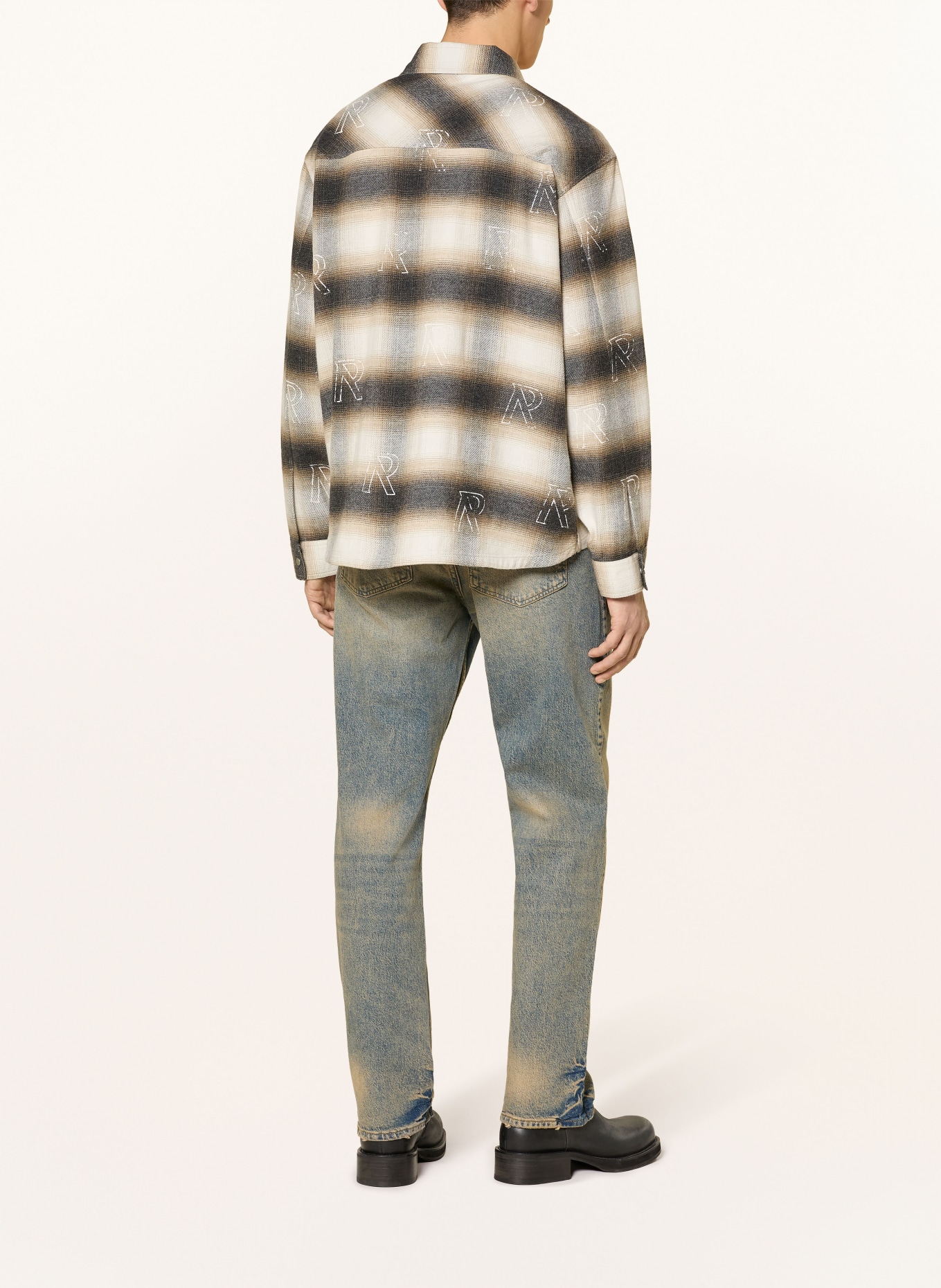 REPRESENT Flanellhemd Comfort Fit: WEISS / BRAUN / SCHWARZ