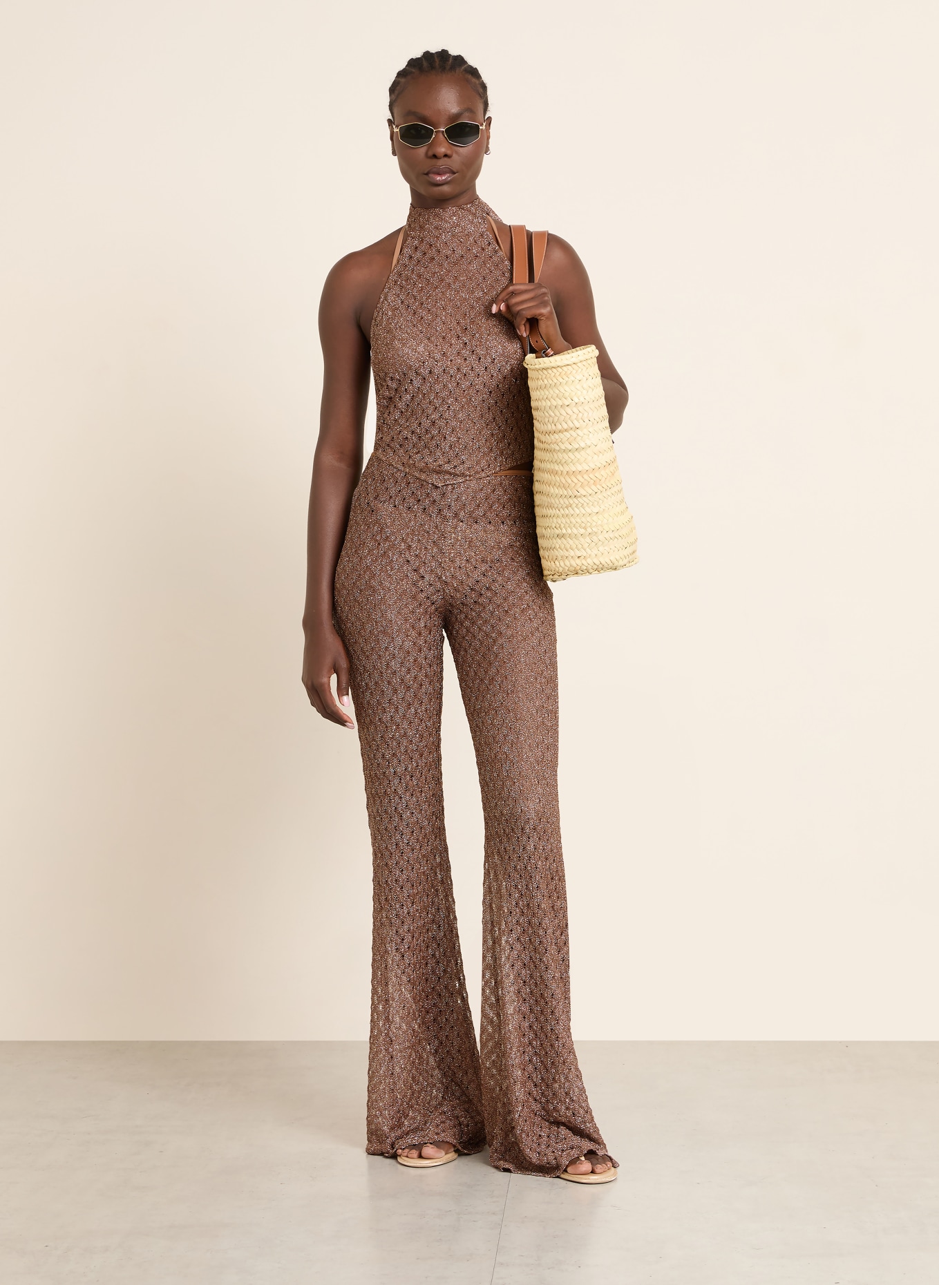 MISSONI Marlenehose mit Glitzergarn: CAMEL