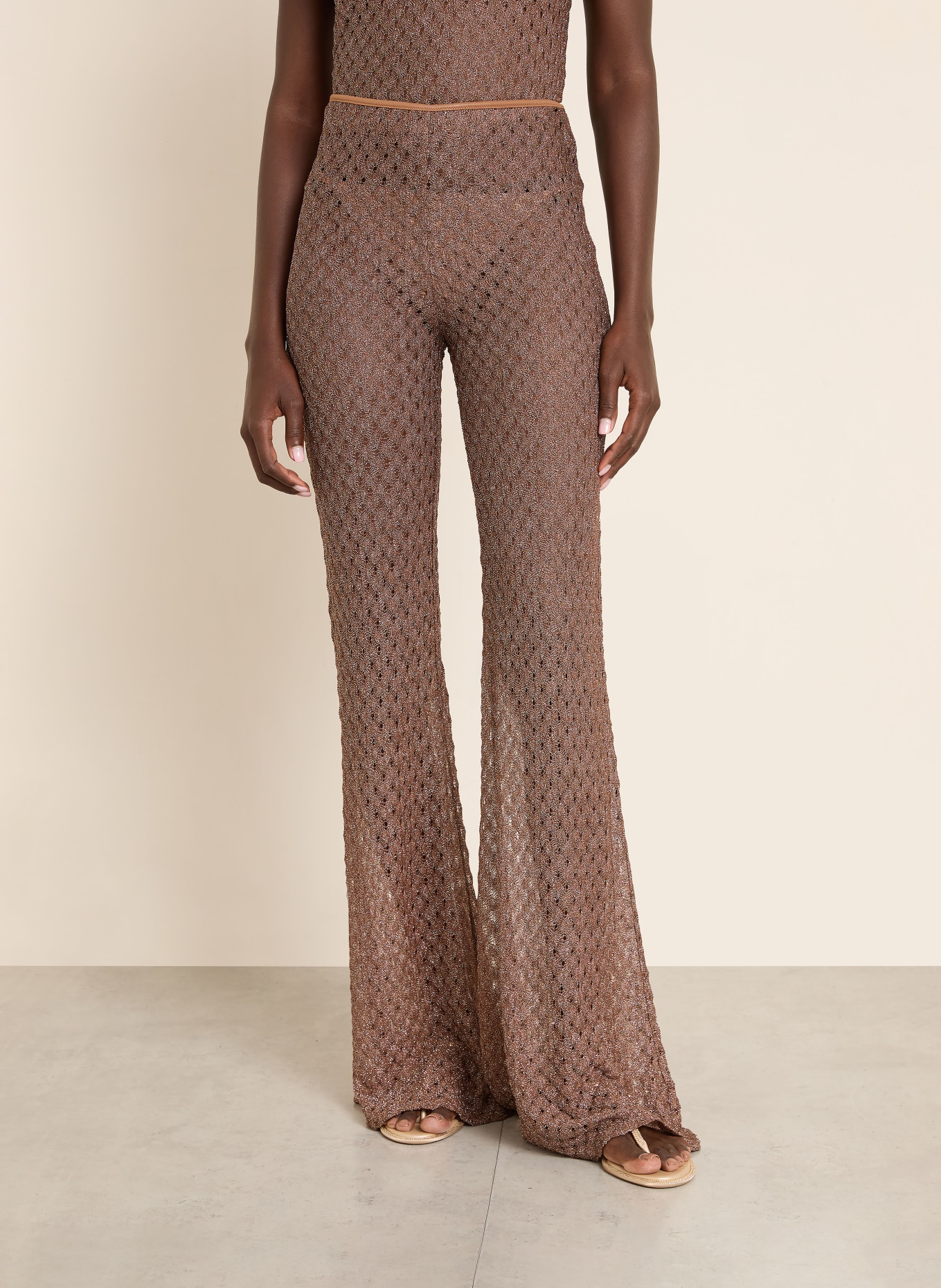 MISSONI Marlenehose mit Glitzergarn: CAMEL