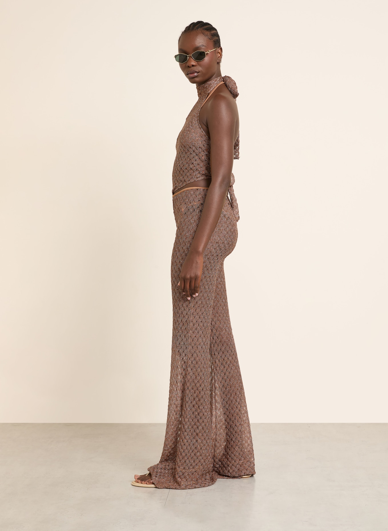 MISSONI Marlenehose mit Glitzergarn: CAMEL