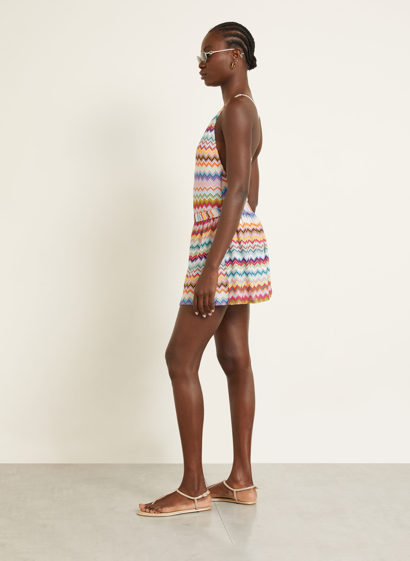 MISSONI Strickshorts mit Glitzergarn: ECRU / ROT / HELLBLAU