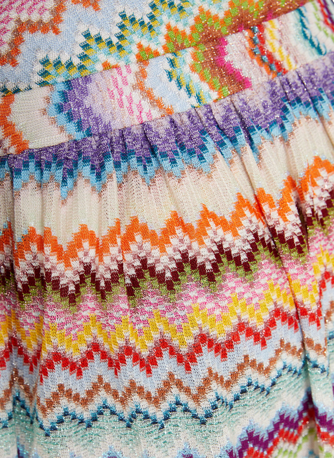 MISSONI Strickshorts mit Glitzergarn: ECRU / ROT / HELLBLAU