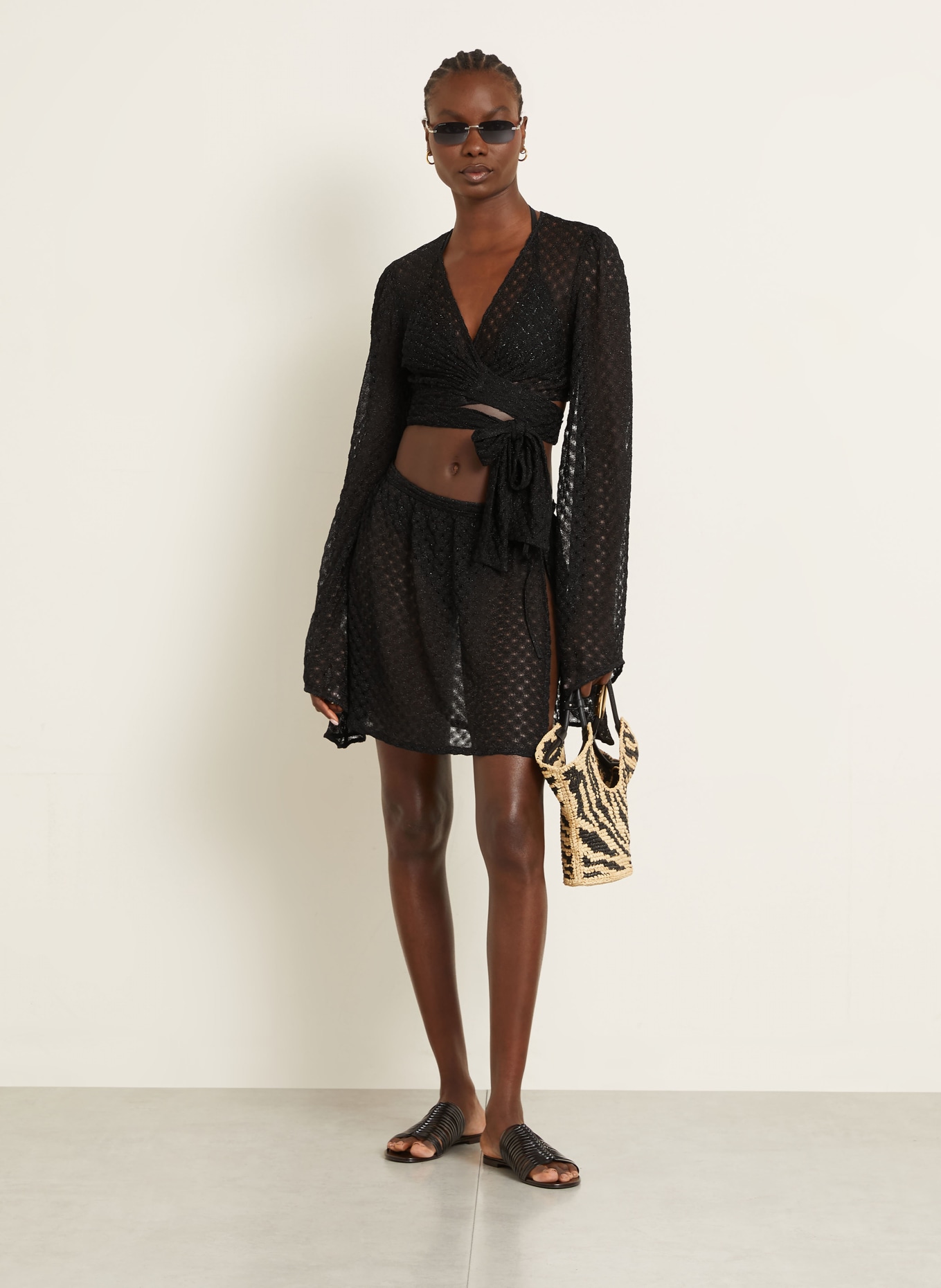 MISSONI Wickelrock mit Glitzergarn: SCHWARZ