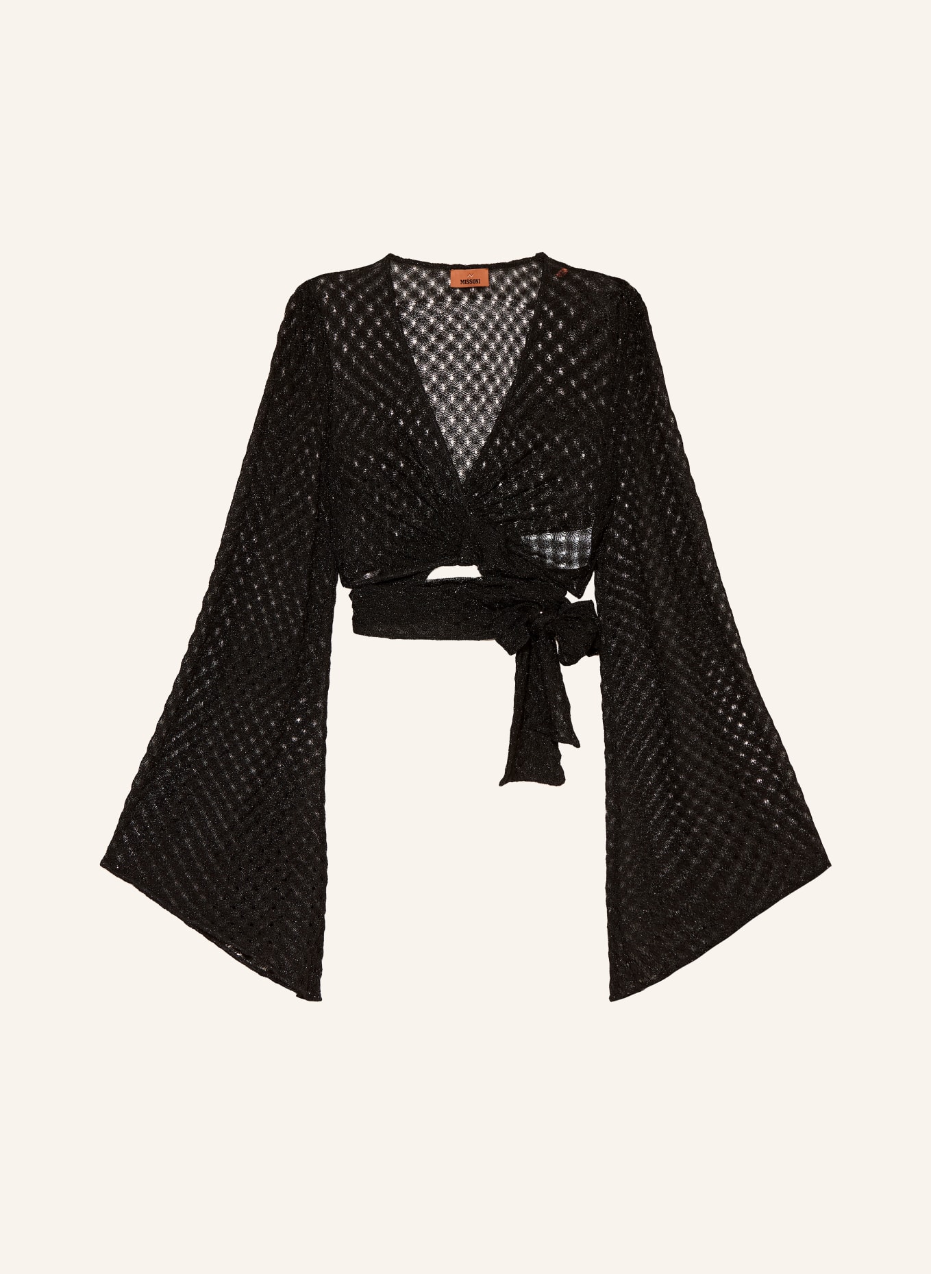 MISSONI Cropped-Wickelbluse mit Glitzergarn: SCHWARZ
