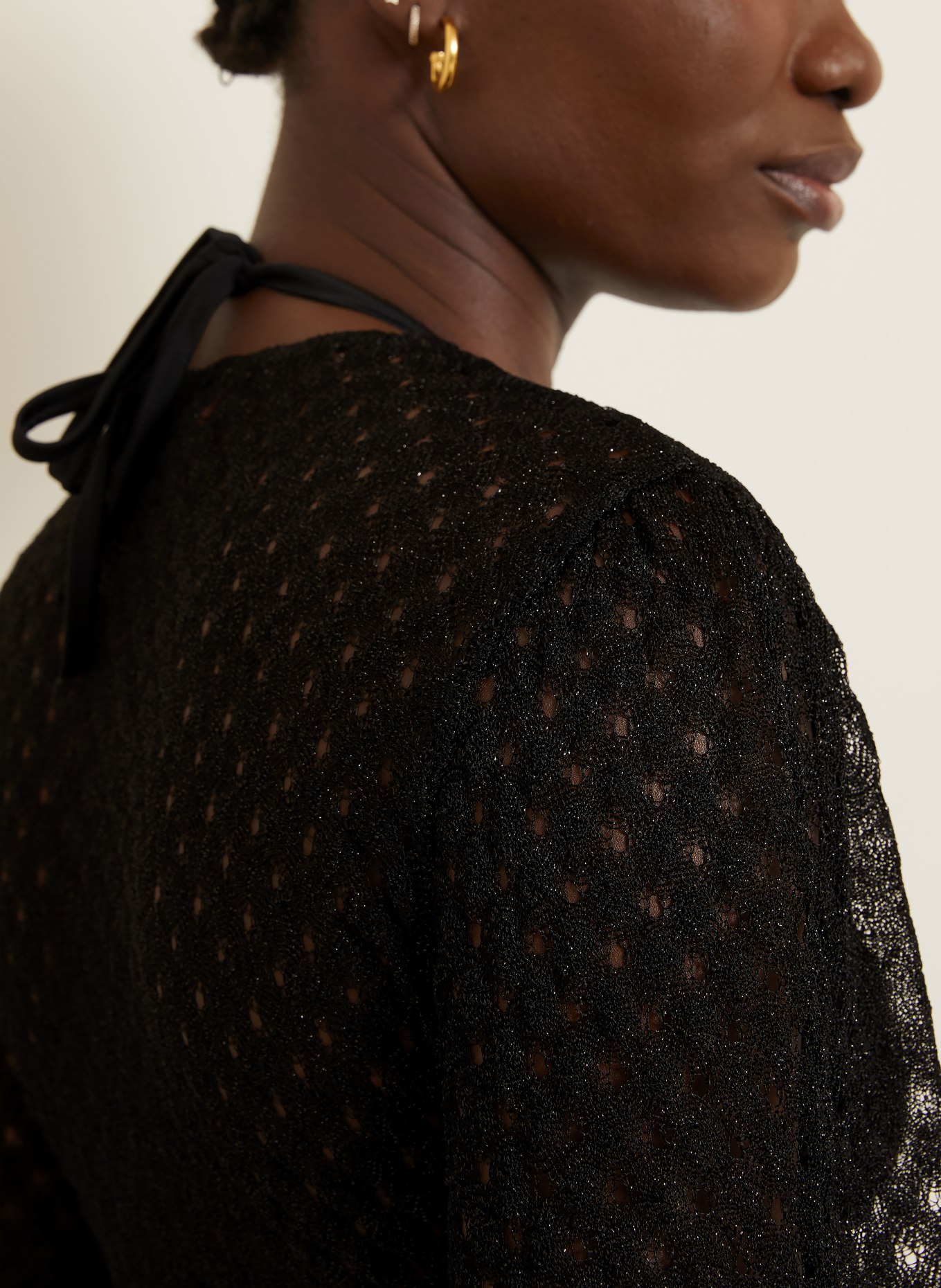 MISSONI Cropped-Wickelbluse mit Glitzergarn: SCHWARZ