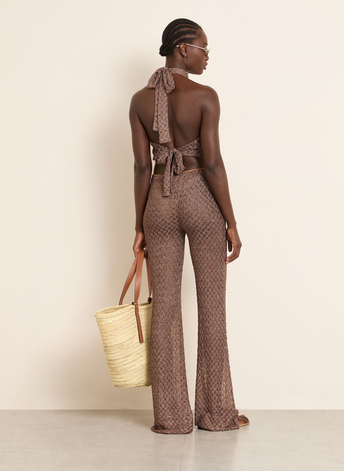 MISSONI Stricktop mit Glitzergarn: BRAUN / SILBER