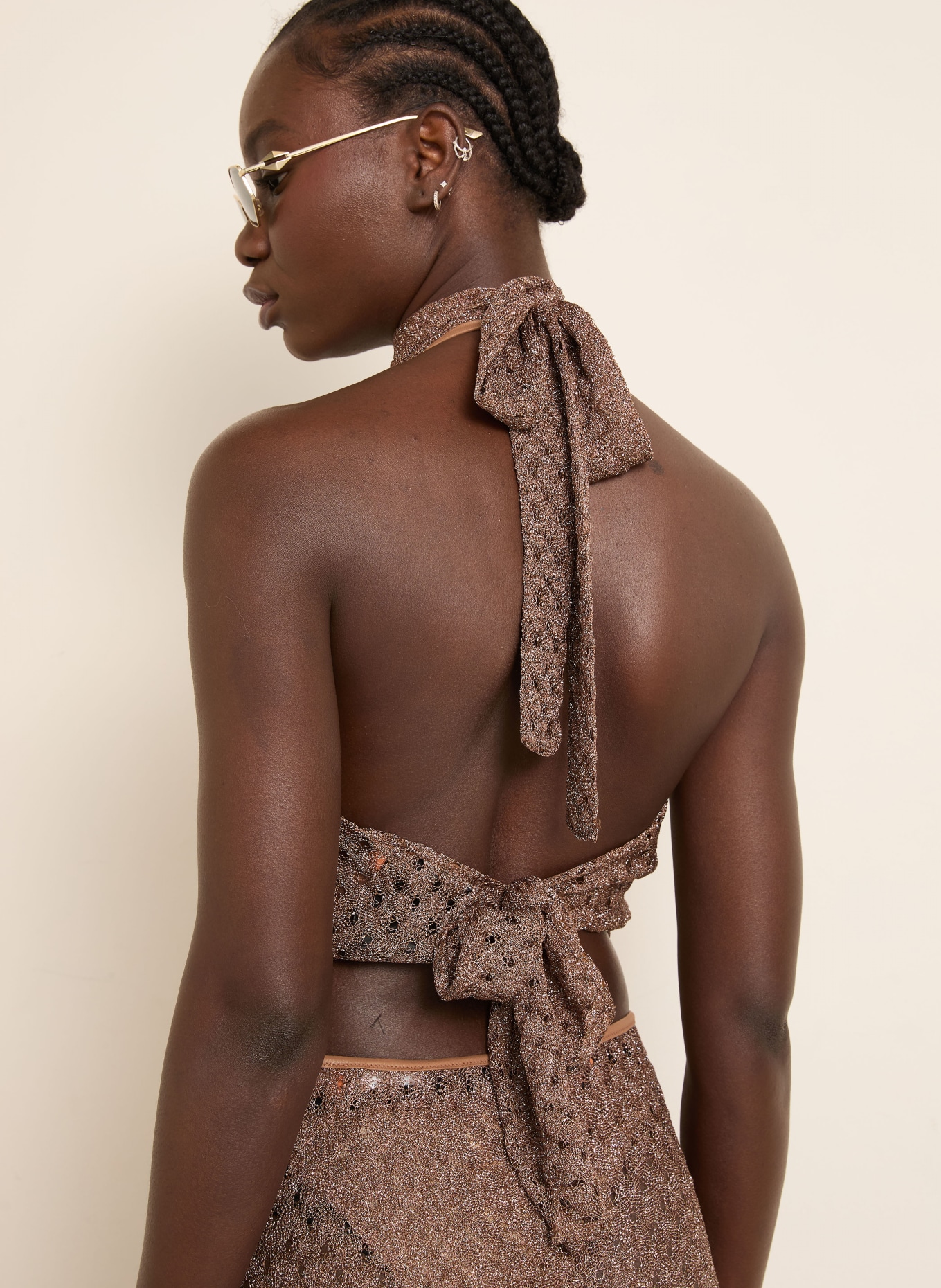 MISSONI Stricktop mit Glitzergarn: BRAUN / SILBER