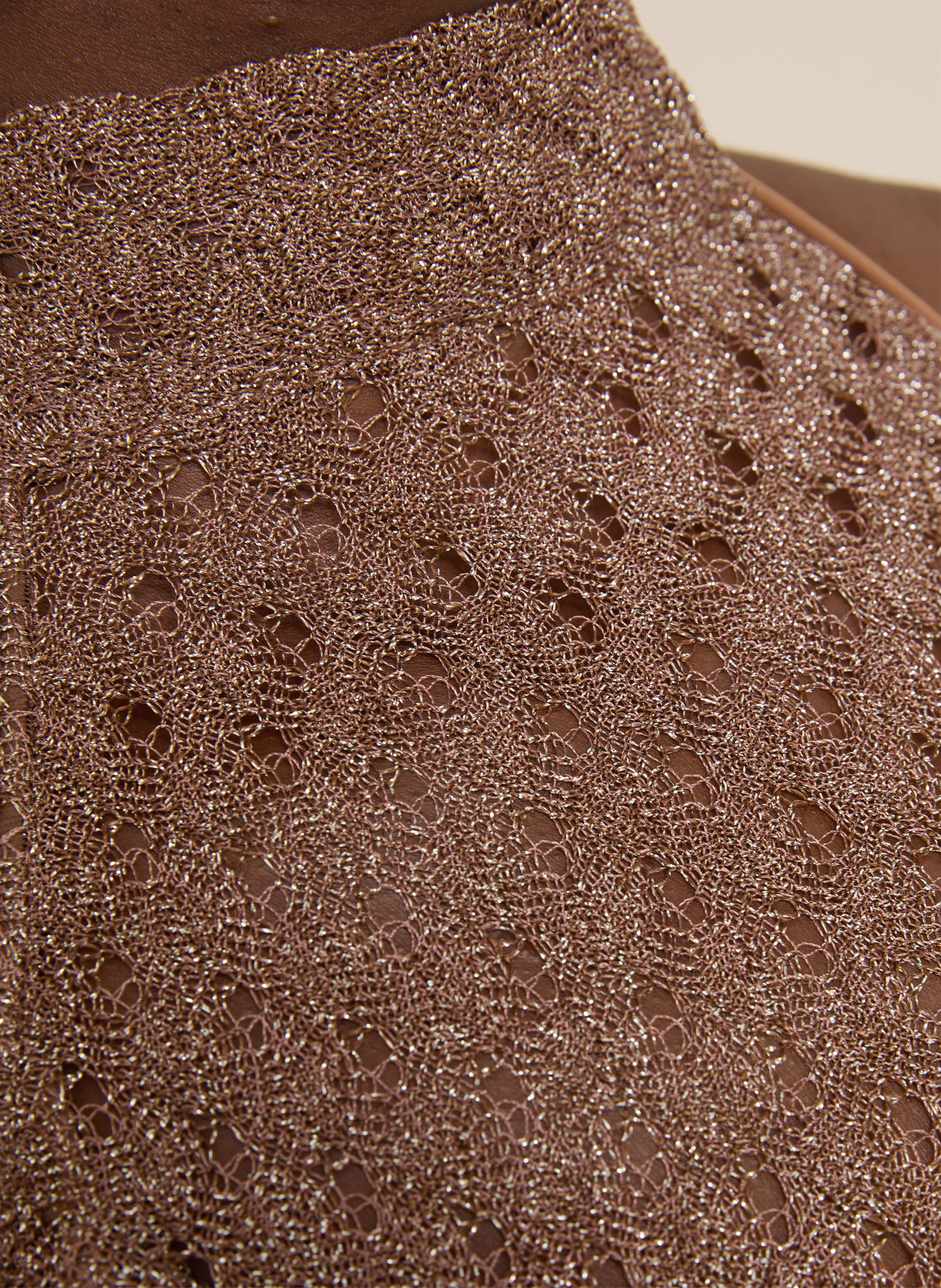 MISSONI Stricktop mit Glitzergarn: BRAUN / SILBER