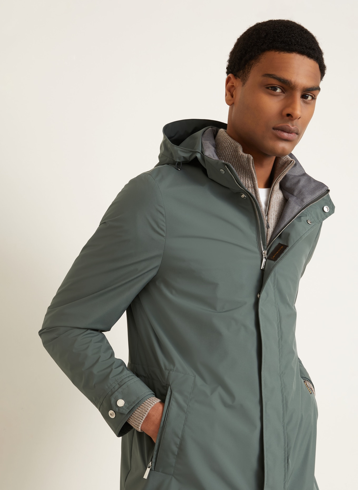 MOORER Parka mit abnehmbarer Kapuze: GRÜN