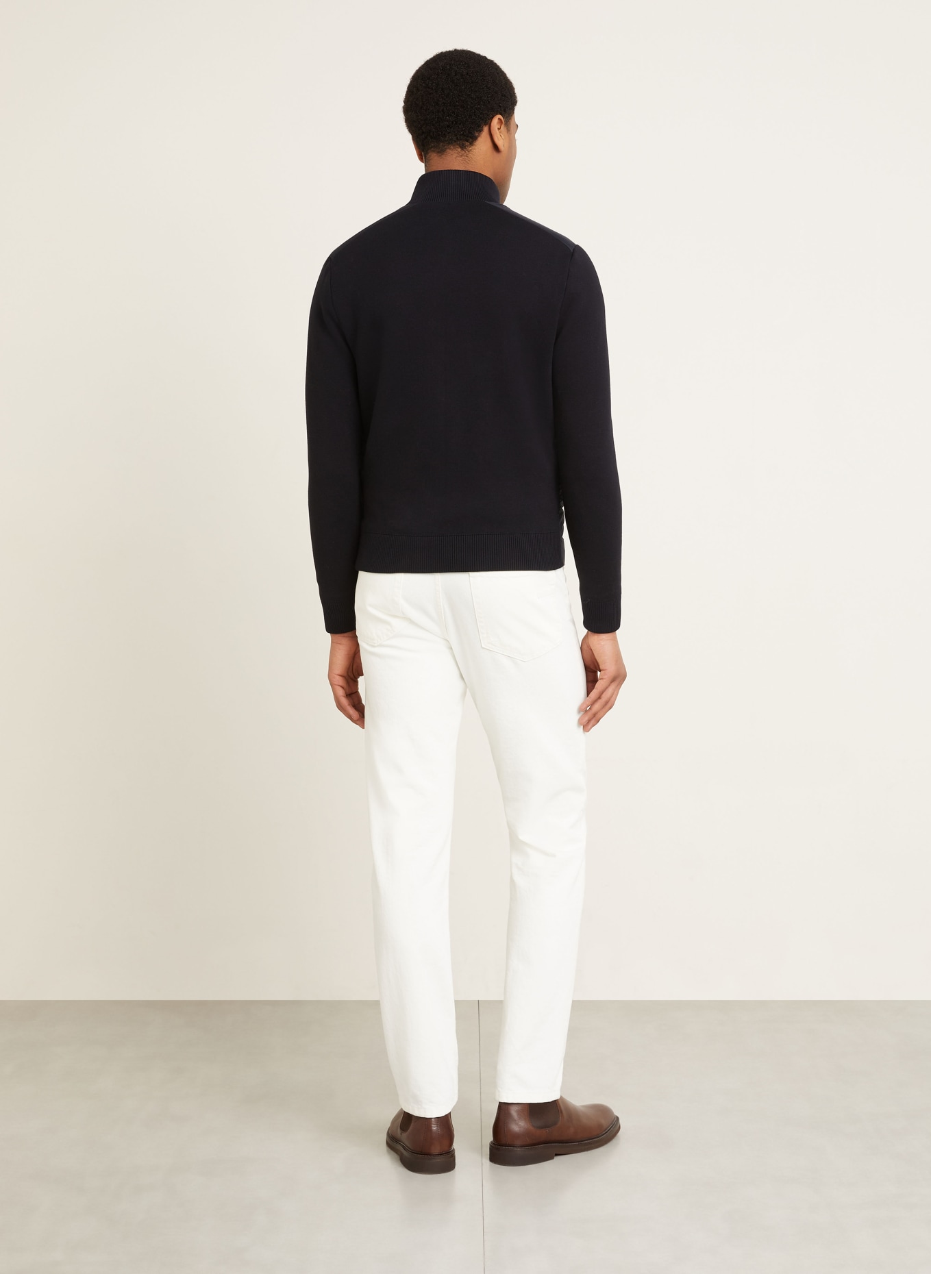 MOORER Daunenjacke DUNCAN im Materialmix: DUNKELBLAU