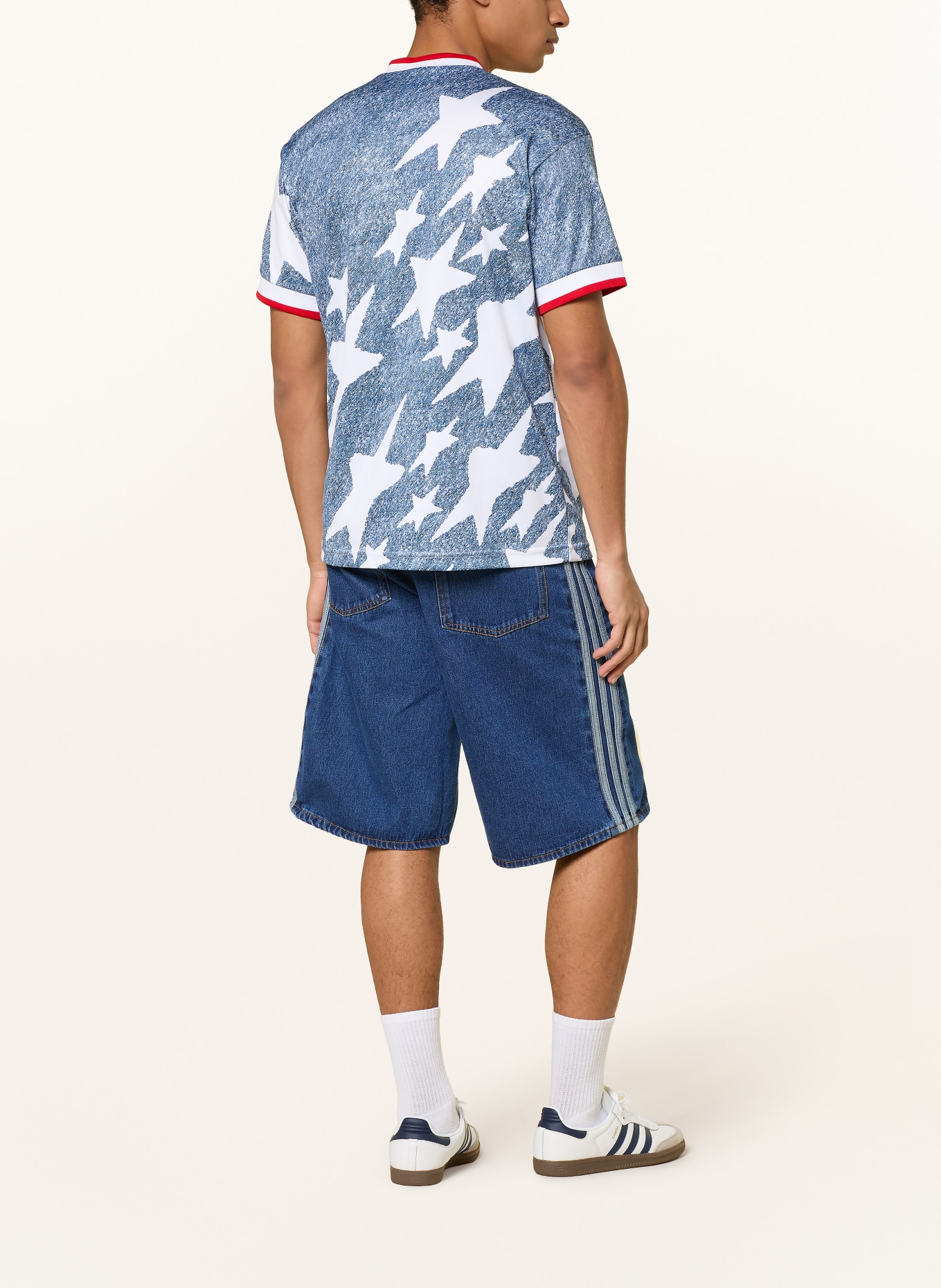 adidas Maillot DENIM JERSEY: BLEU / ROUGE / BLANC