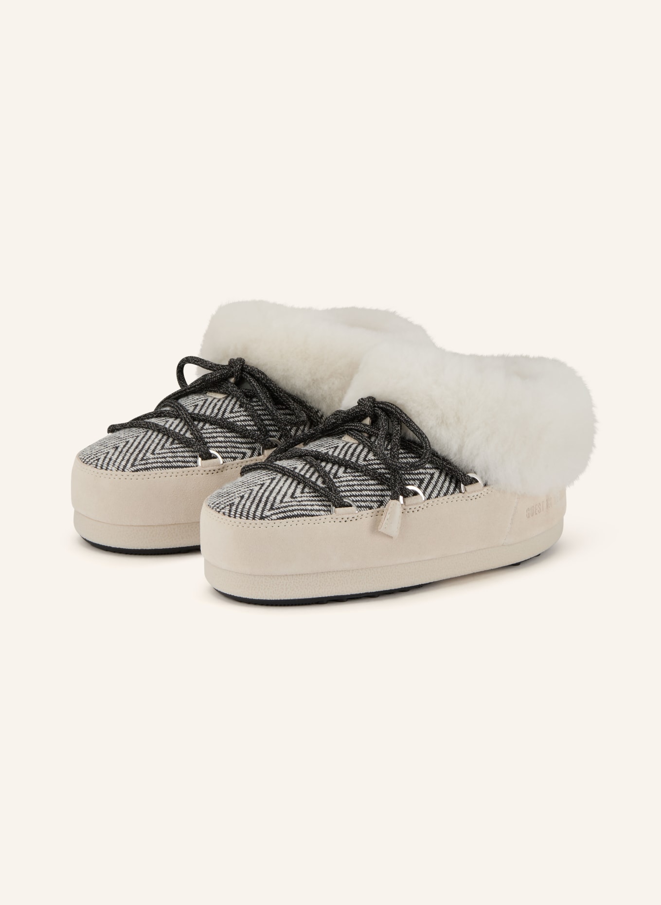 MOON BOOT Buty Moon Boots MOON BOOT X GUEST IN RESIDENCE EVX CHALET z sztucznym futrem: KREMOWY / CZARNY