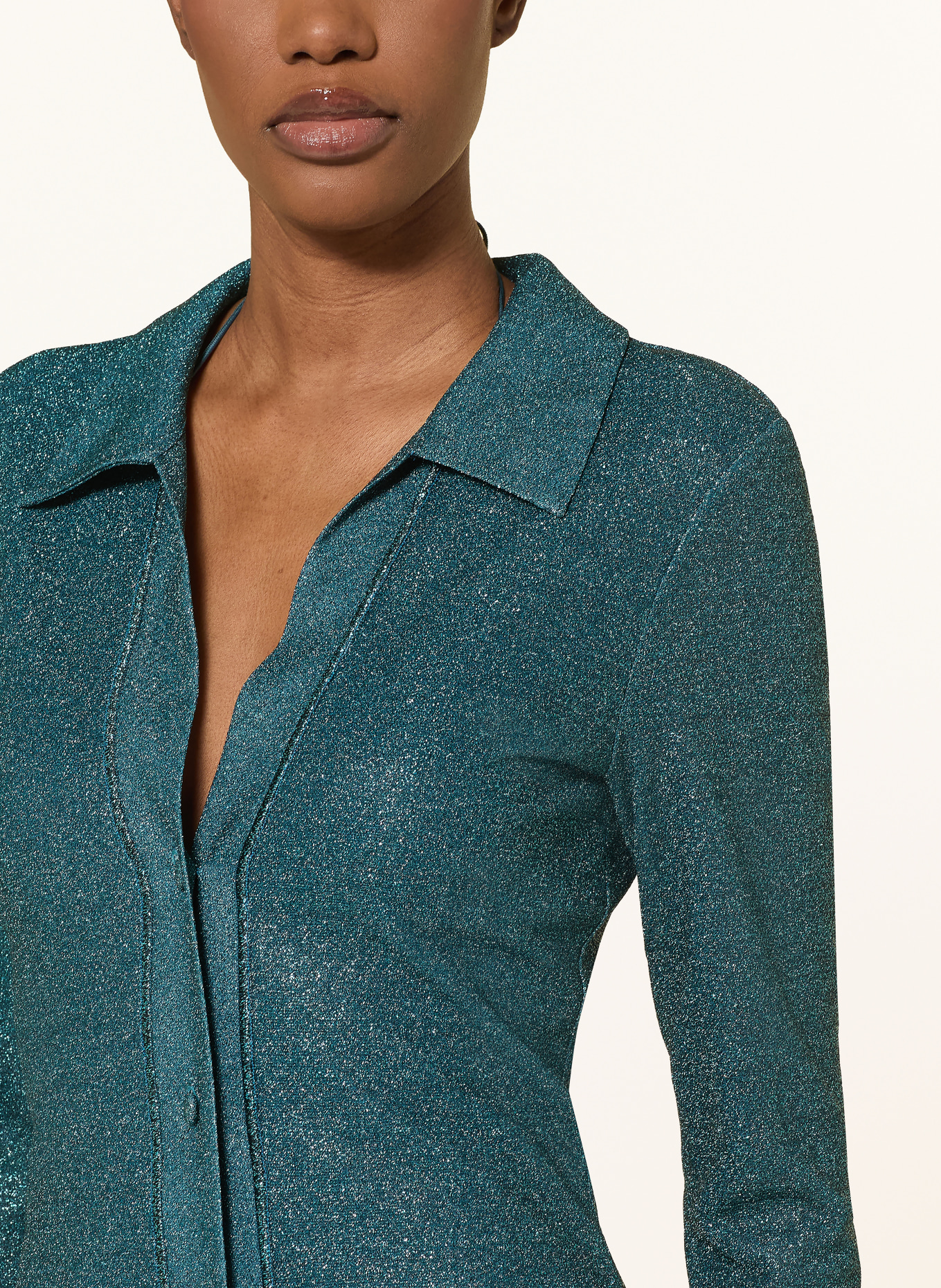 Oséree LUMIÈRE shirt dress with glitter thread: TEAL