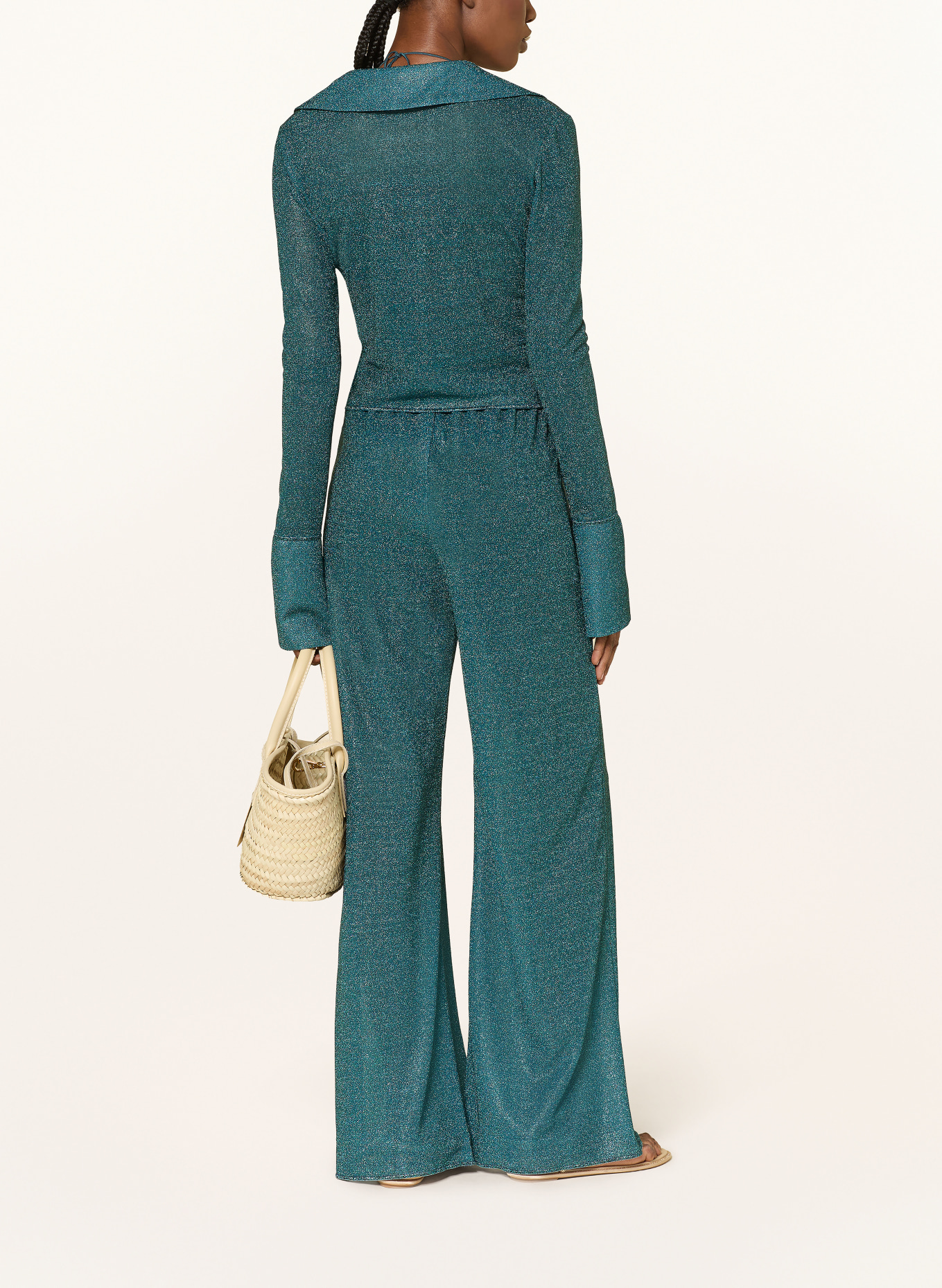 Oséree Bluse LUMIÈRE mit Glitzergarn: PETROL