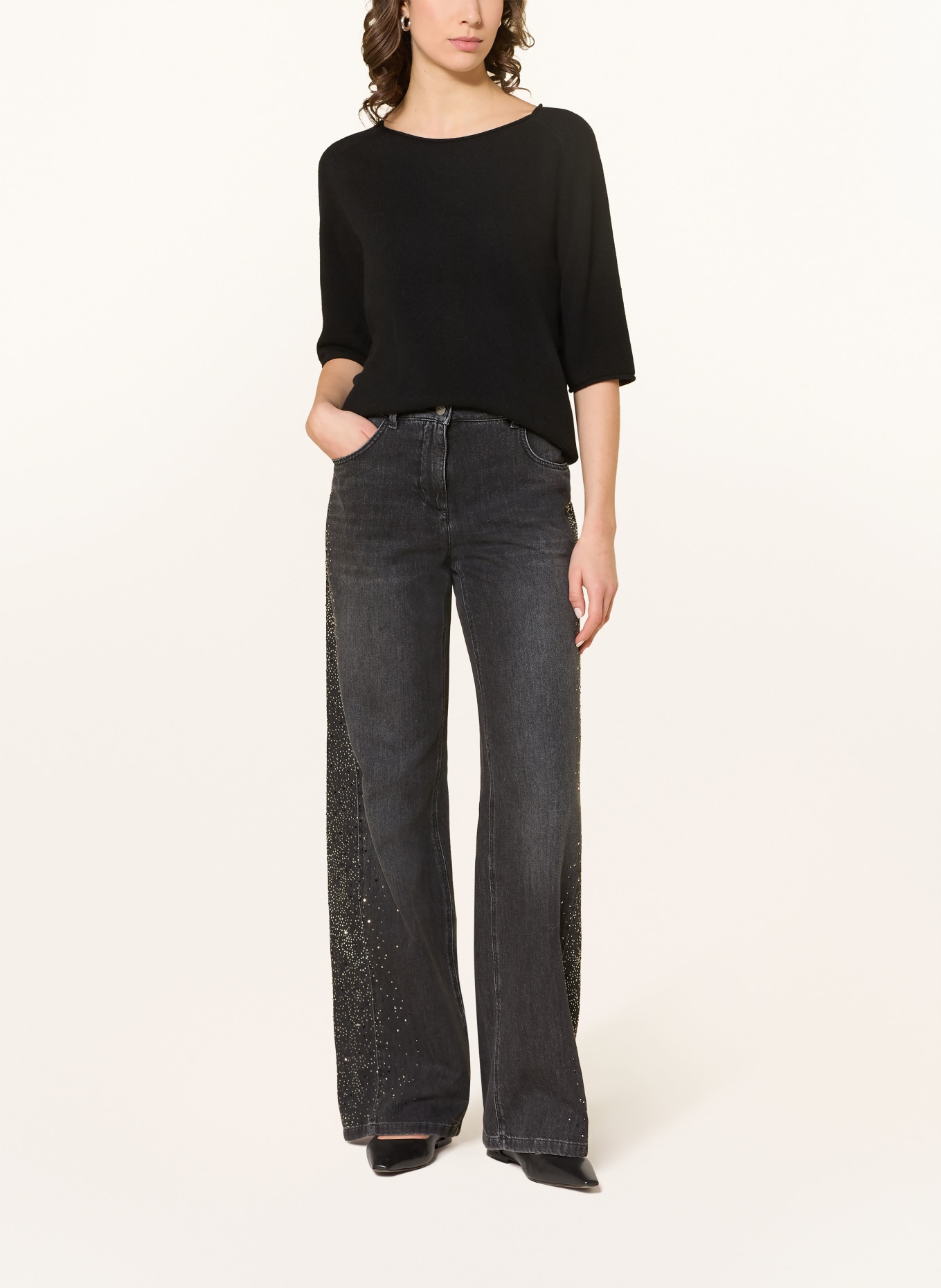 LUISA CERANO Dzianinowa koszulka: CZARNY