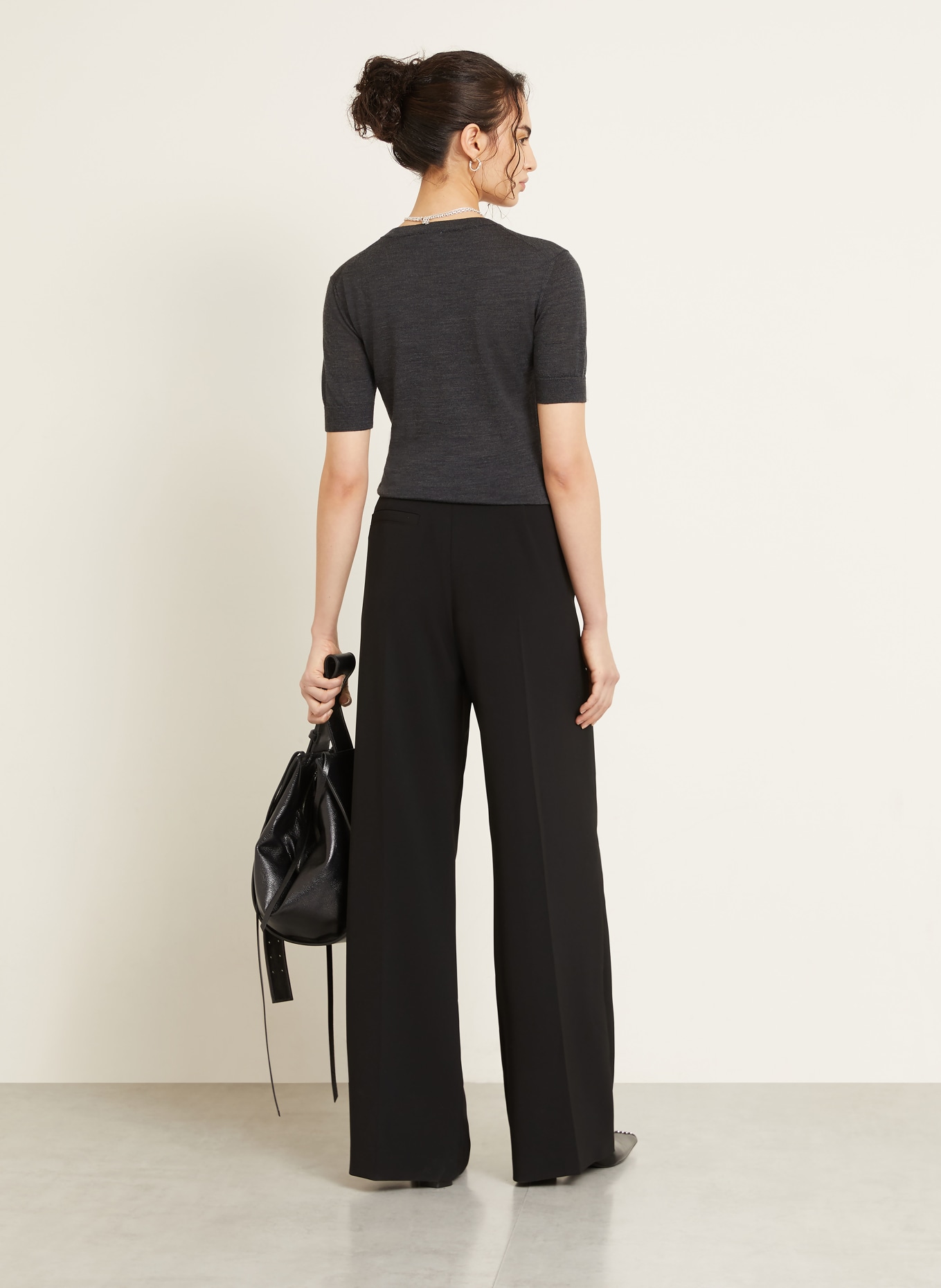 Courrèges Strickshirt aus Merinowolle: DUNKELGRAU