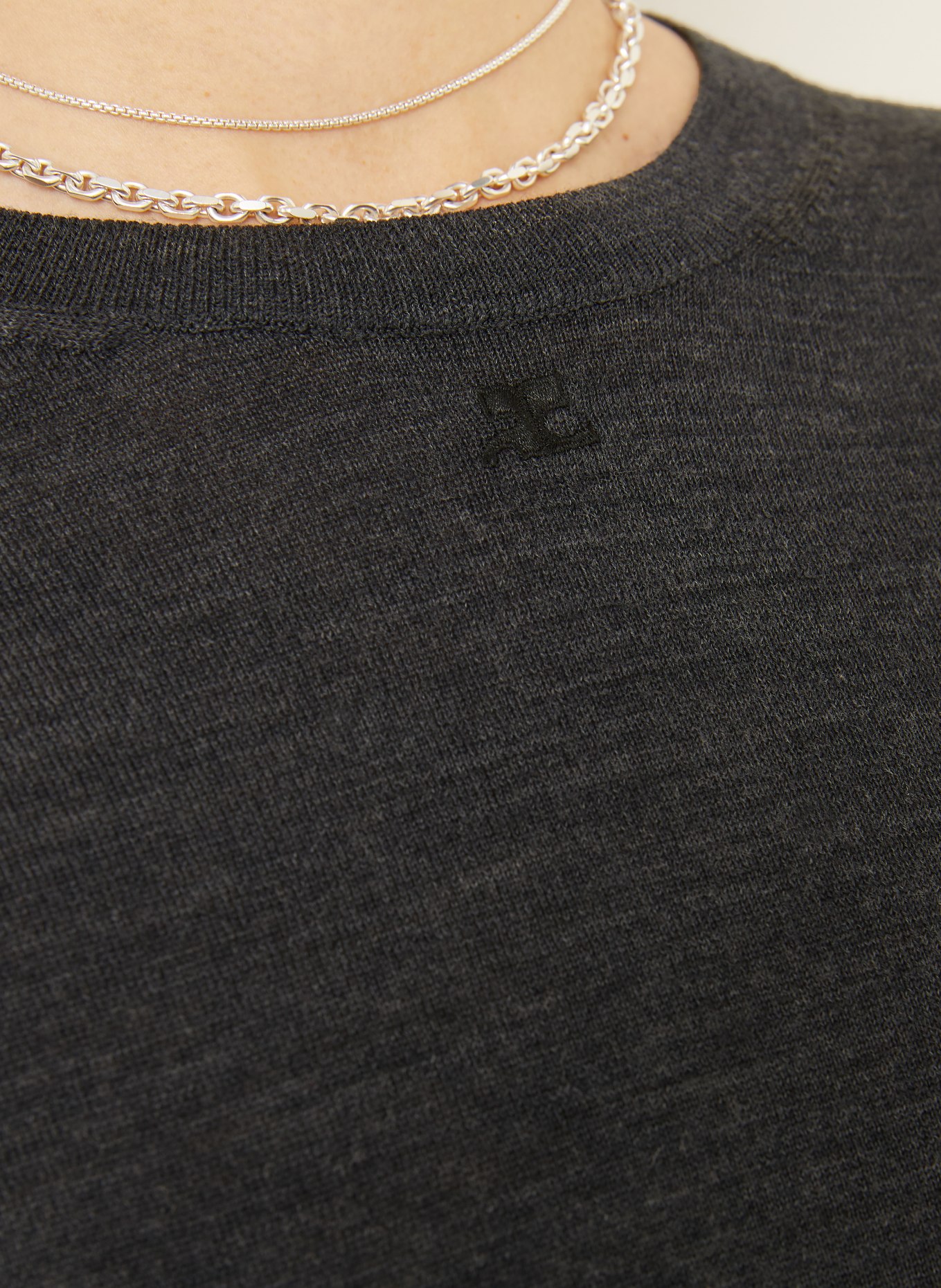 Courrèges Strickshirt aus Merinowolle: DUNKELGRAU