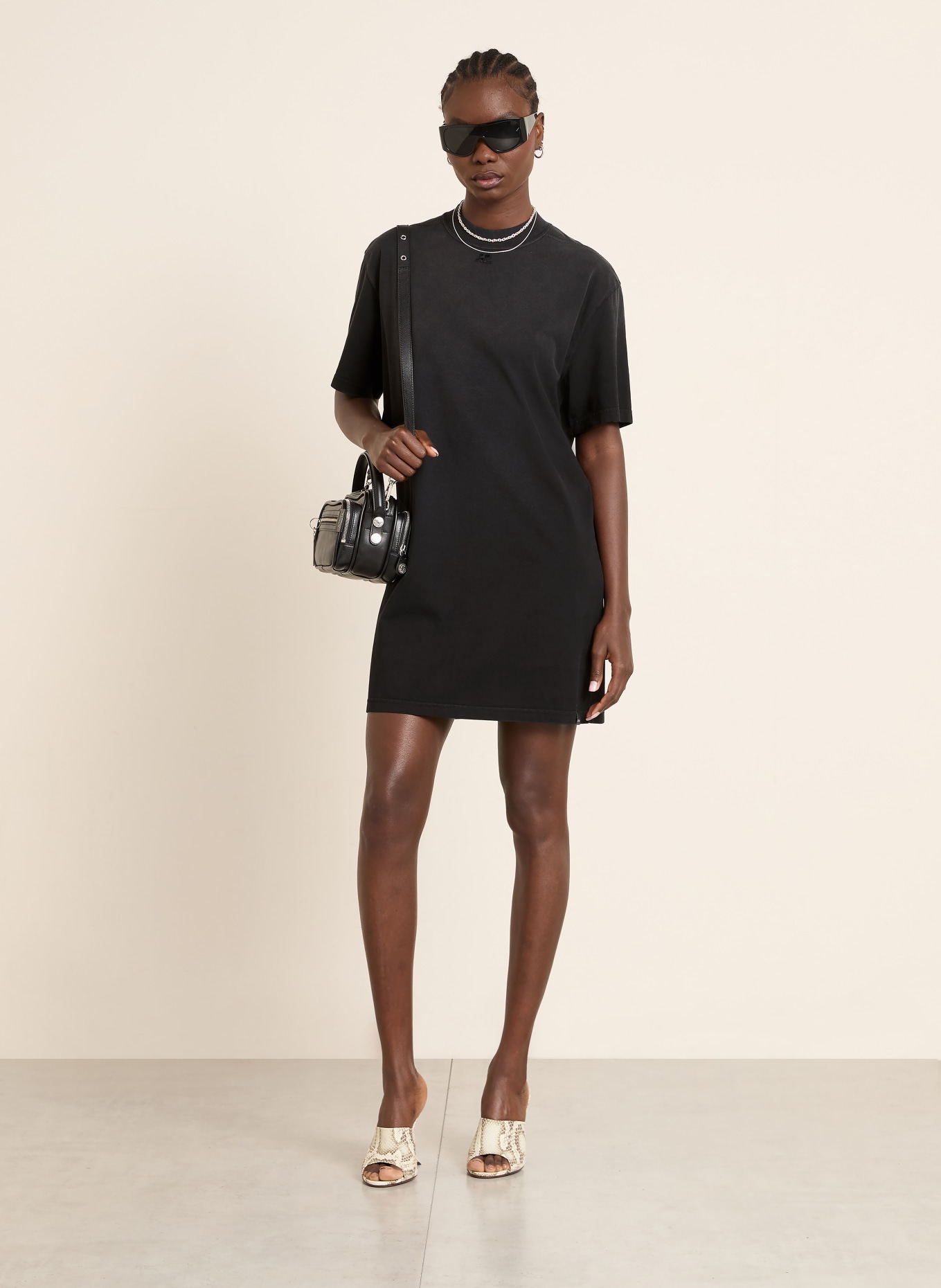 Courrèges Jerseykleid: SCHWARZ