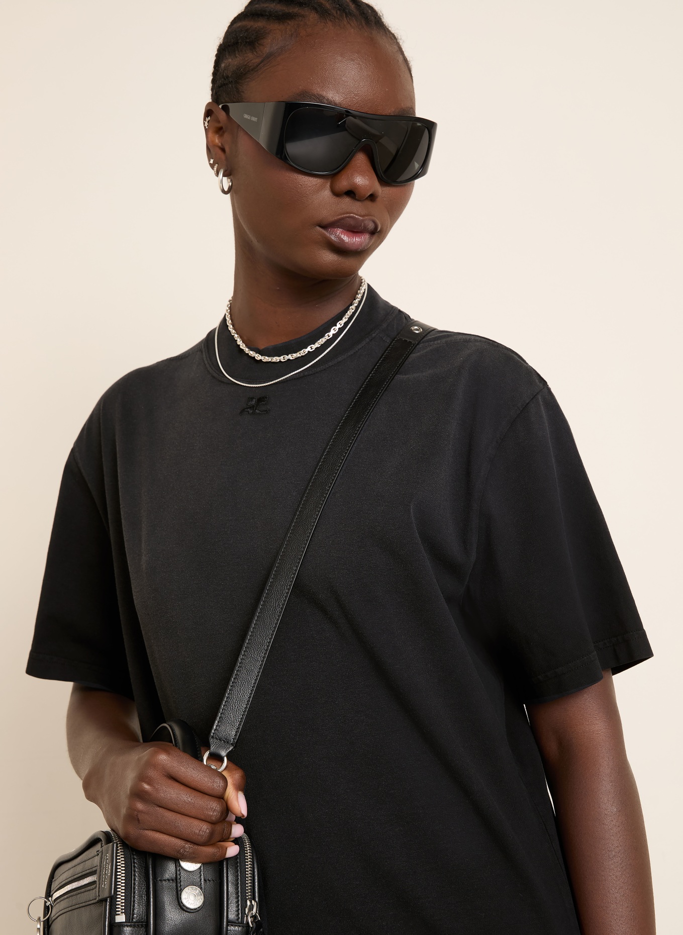 Courrèges Jerseykleid: SCHWARZ