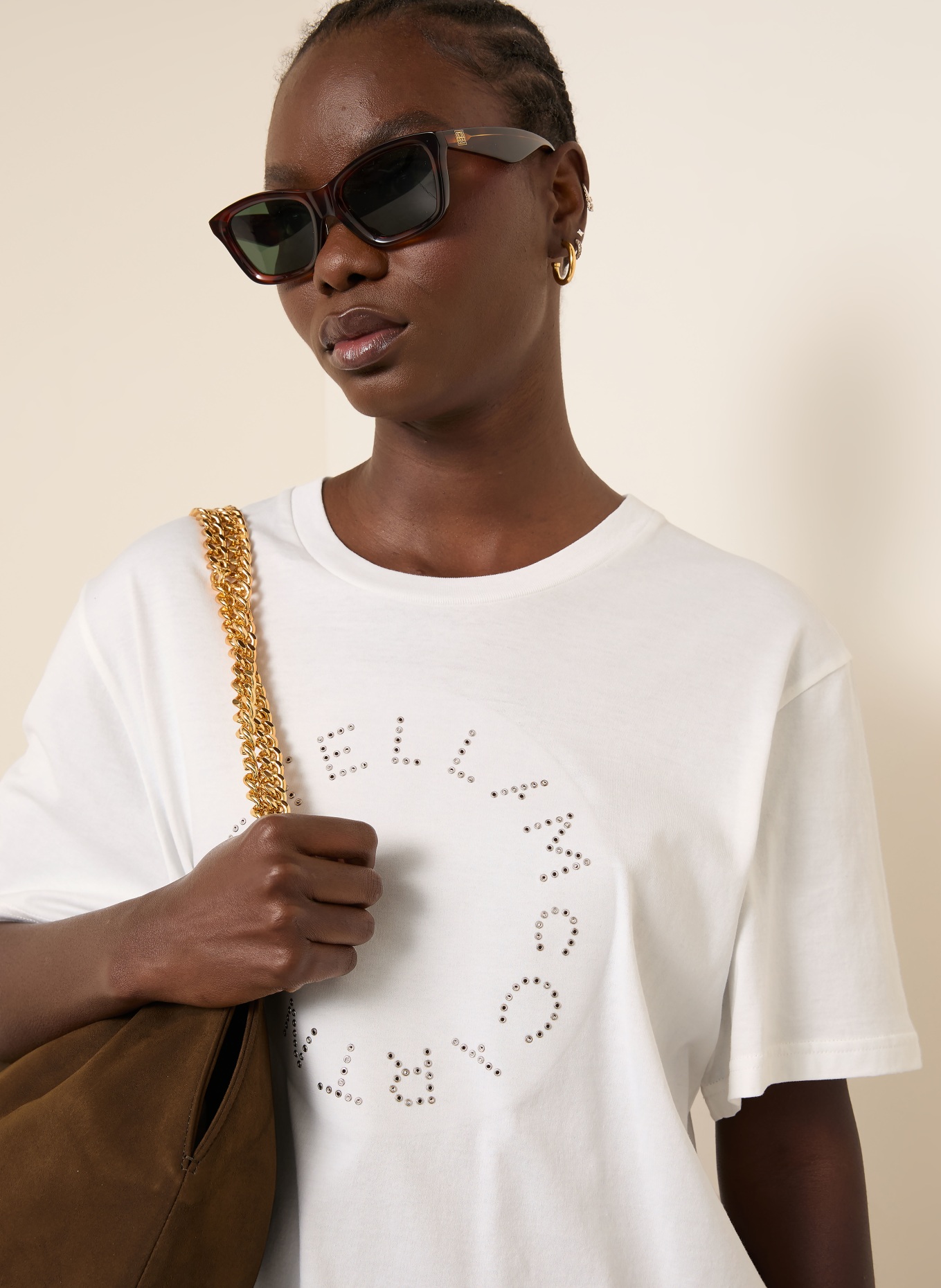 STELLA McCARTNEY T-Shirt mit Nieten: WEISS