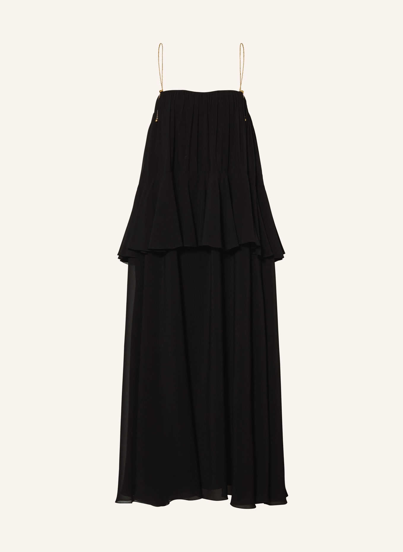 Chloé Seidenkleid mit Volants: SCHWARZ / GOLD