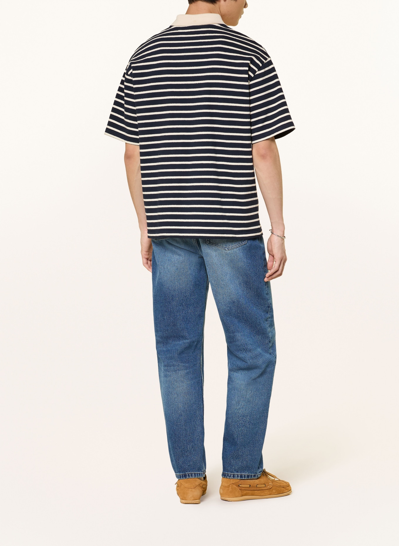 A.P.C. jersey polo shirt: DARK BLUE / CREAM