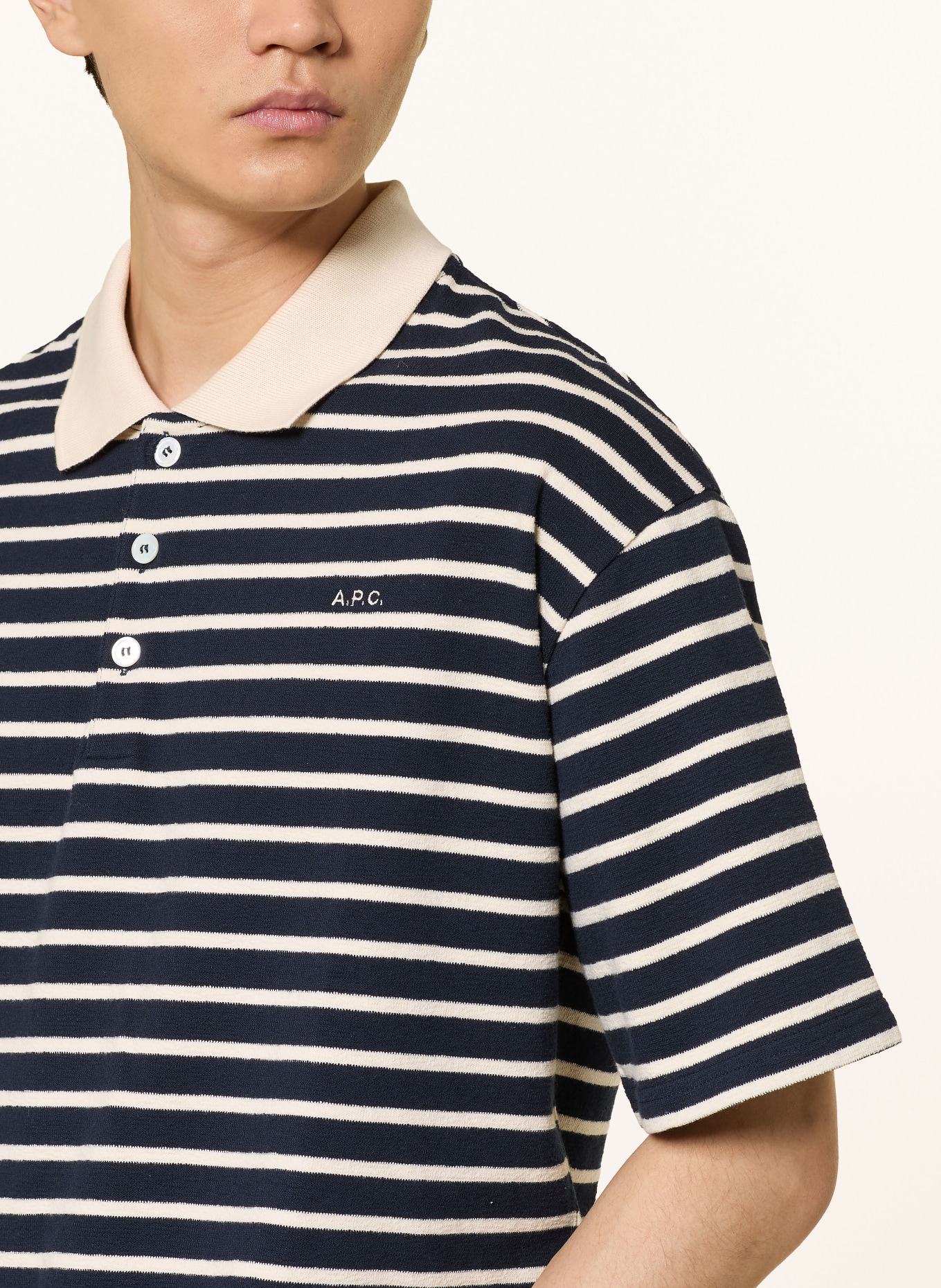 A.P.C. jersey polo shirt: DARK BLUE / CREAM