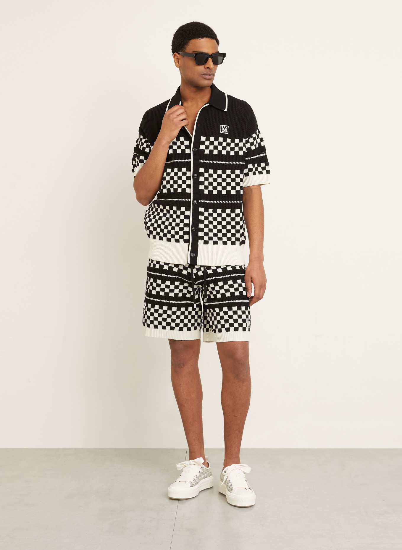 AMIRI knitted shorts: BLACK / ECRU