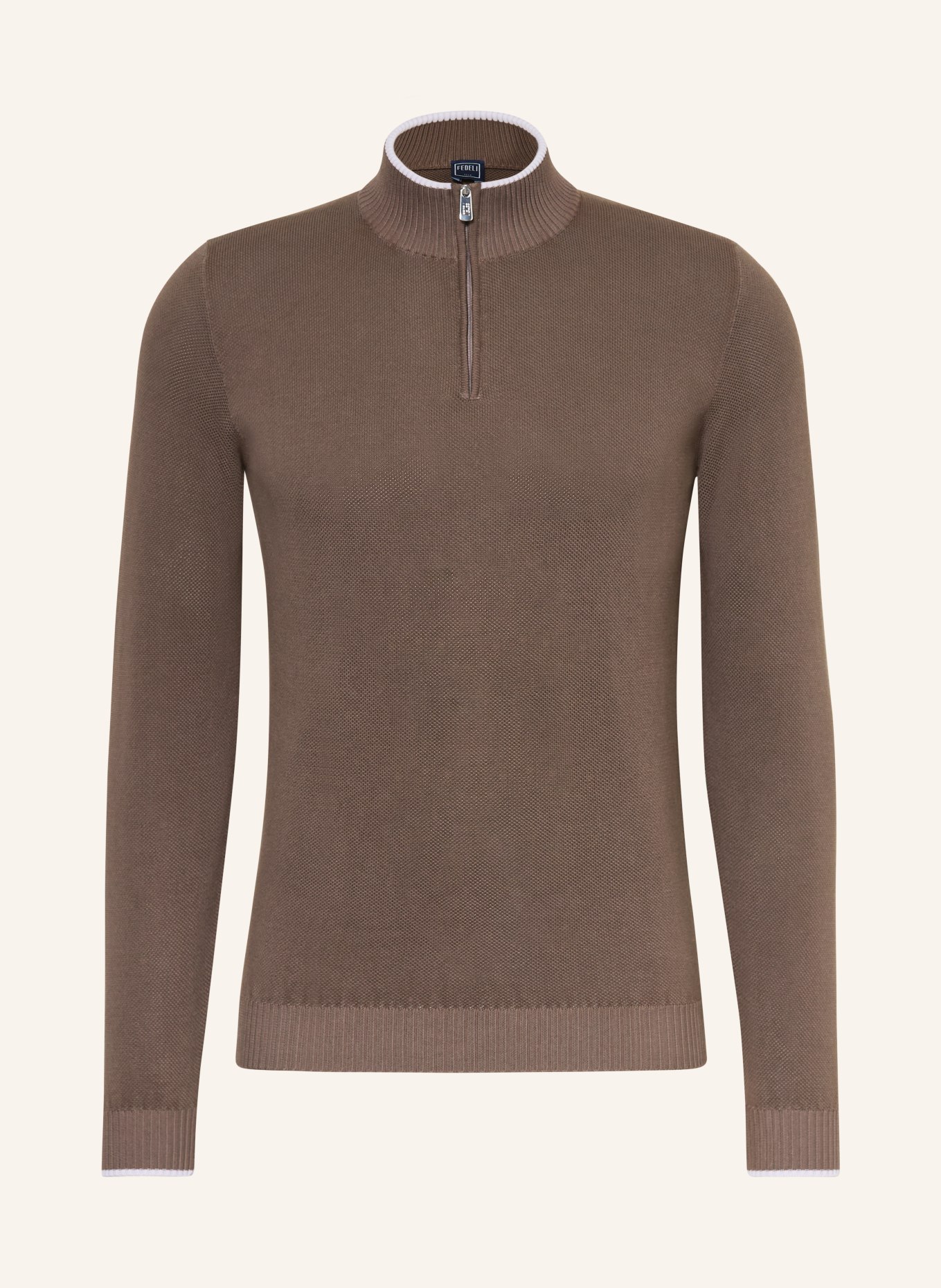 FEDELI piqué sweater: TAUPE / WHITE