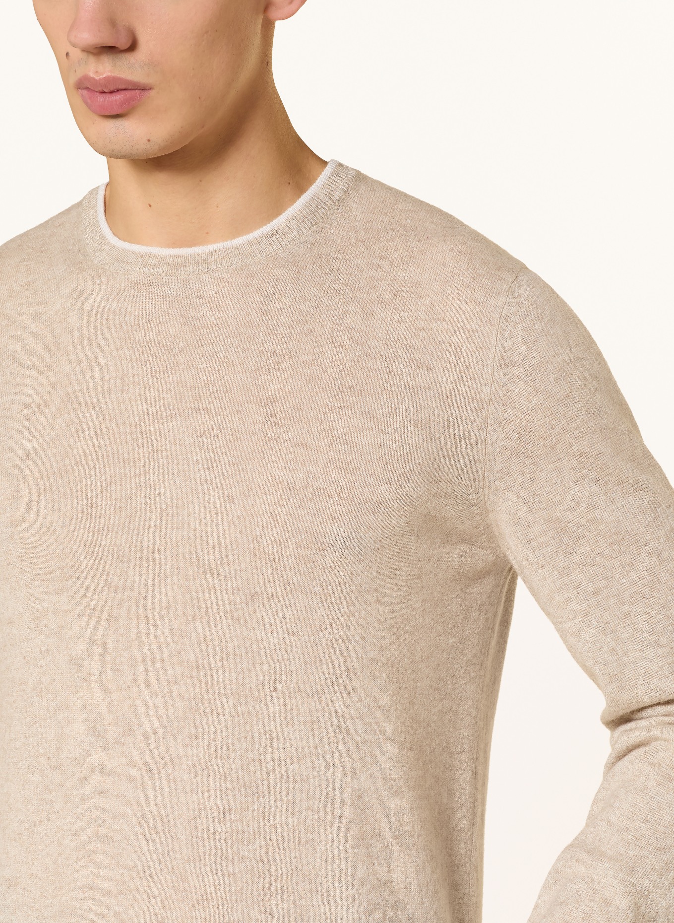 FEDELI Cashmere-Pullover mit Leinen: BEIGE