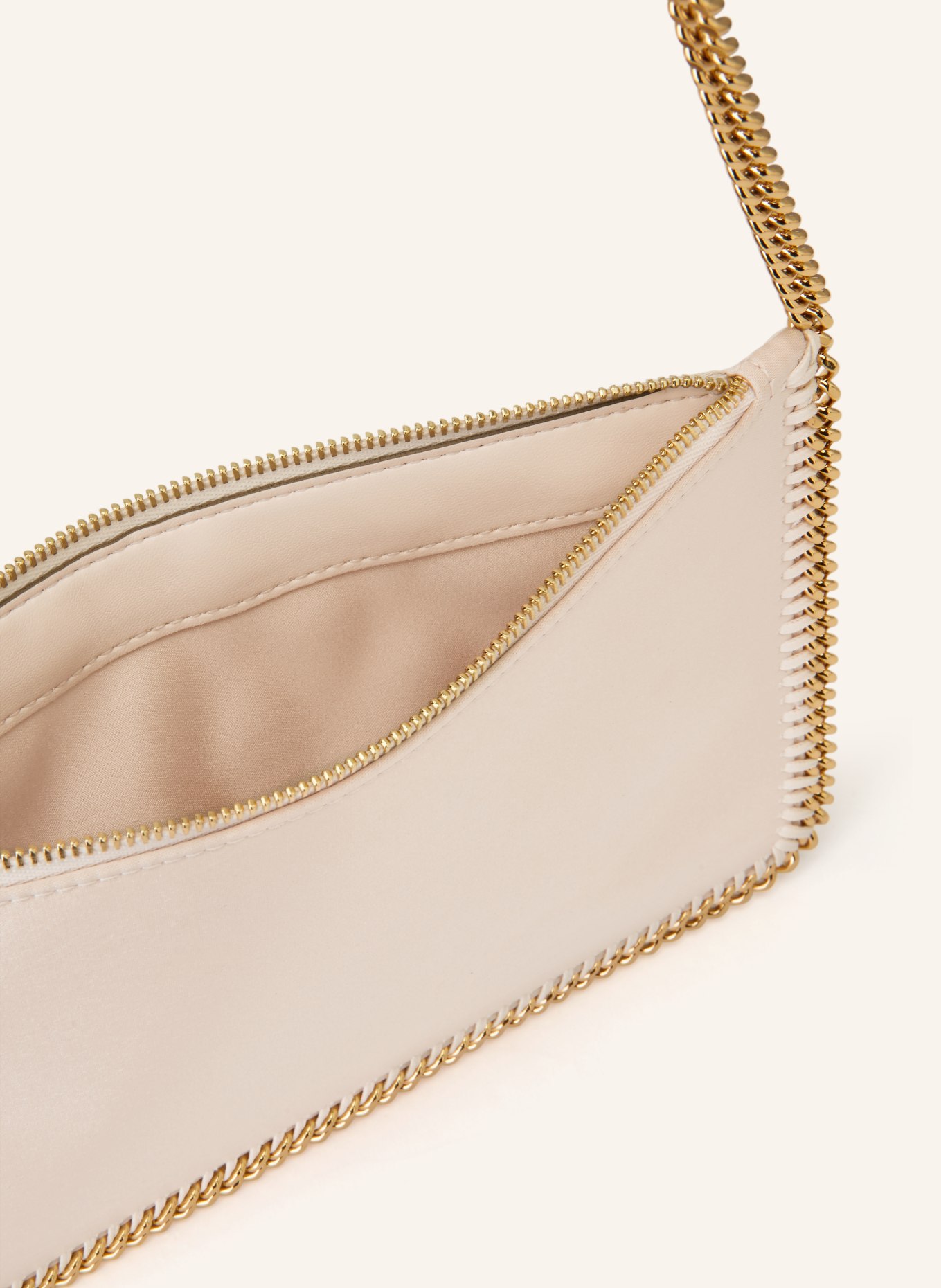 STELLA McCARTNEY Schultertasche FALABELLA mit Schmuckperlen: CREME / GOLD