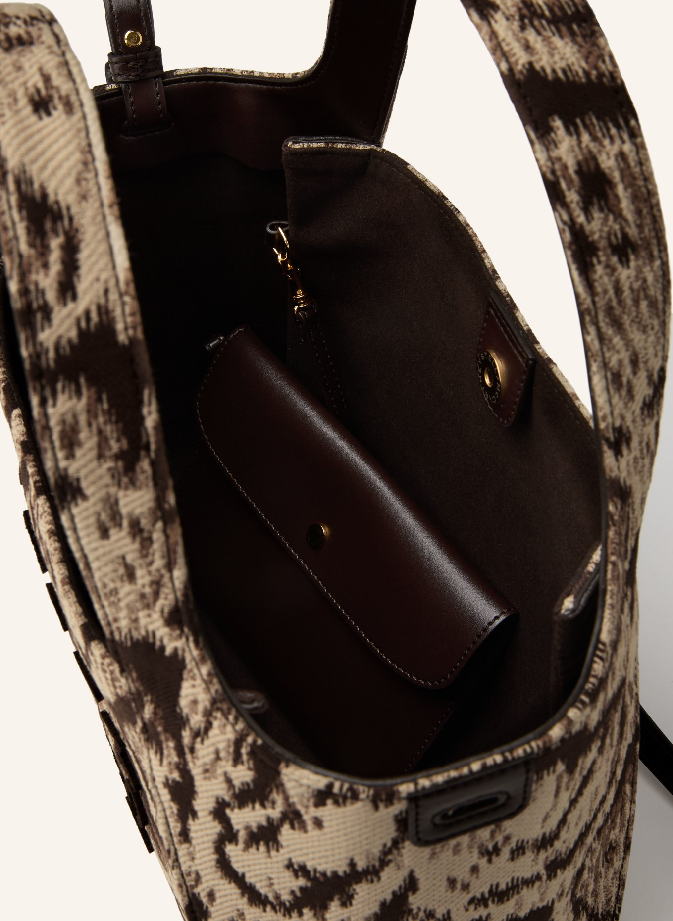 STELLA McCARTNEY Shoulder bag with removable pouch: DARK BROWN / BROWN / BEIGE