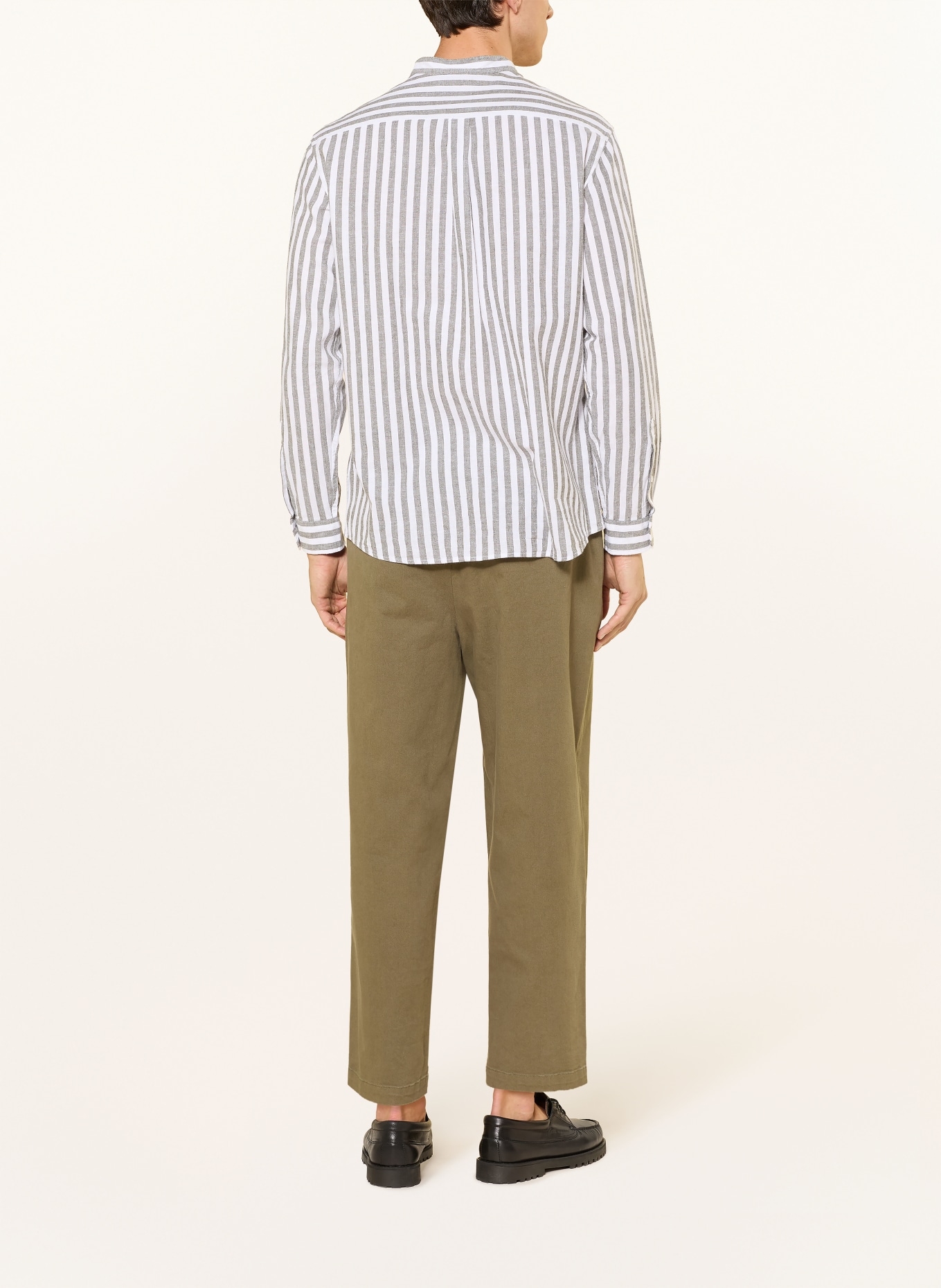 PAUL Koszula Comfort Fit z lnem i stójką: BIAŁY / CZIEMNOSZARY