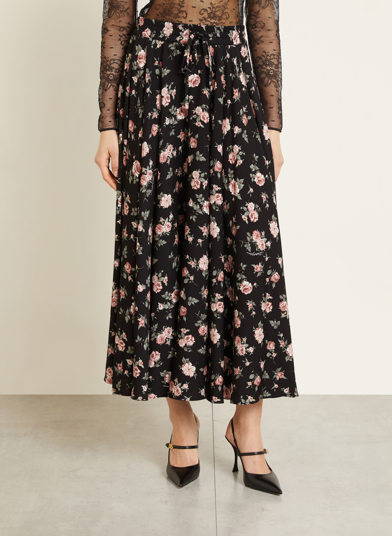 DOLCE & GABBANA Seidenrock: SCHWARZ / ROSÉ / GRÜN