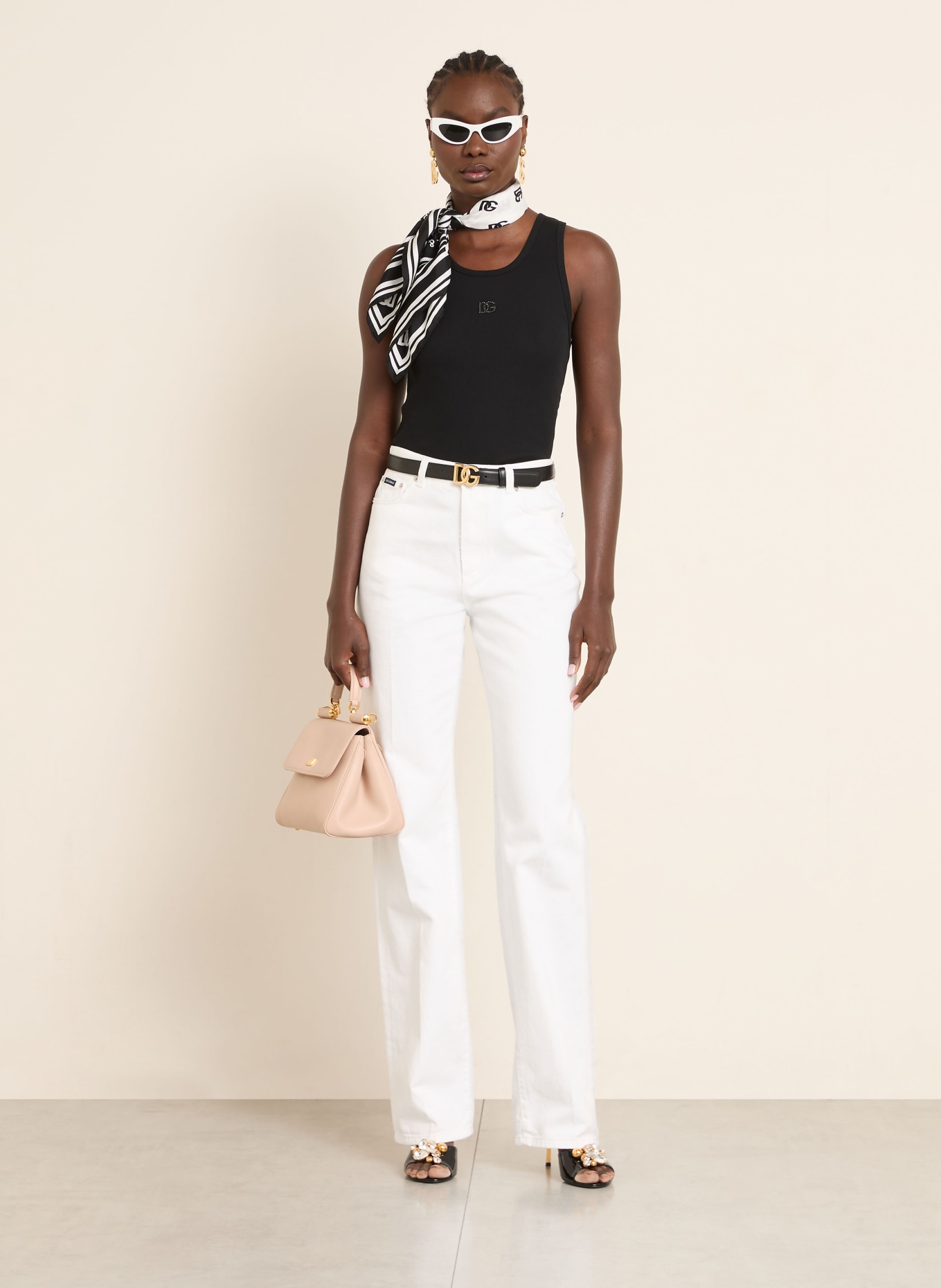 DOLCE & GABBANA Top s ozdobnými kameny: ČERNÁ