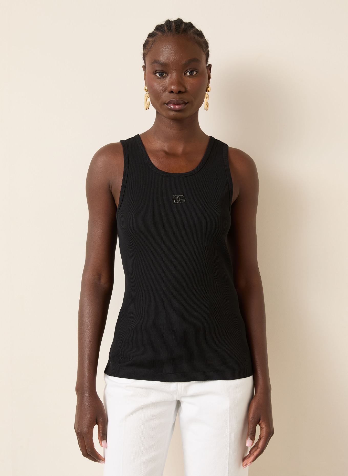 DOLCE & GABBANA Top s ozdobnými kameny: ČERNÁ