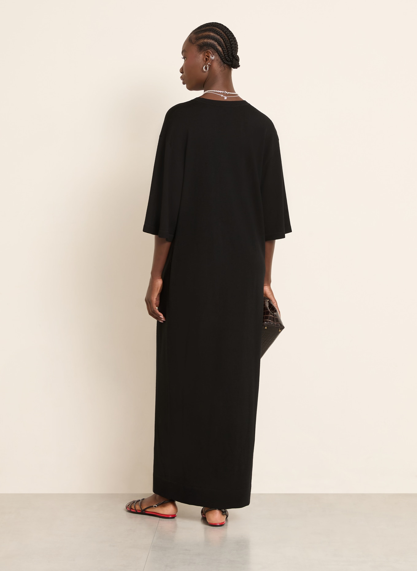 TOTEME Strickkleid aus Merinowolle mit 3/4-Arm: SCHWARZ