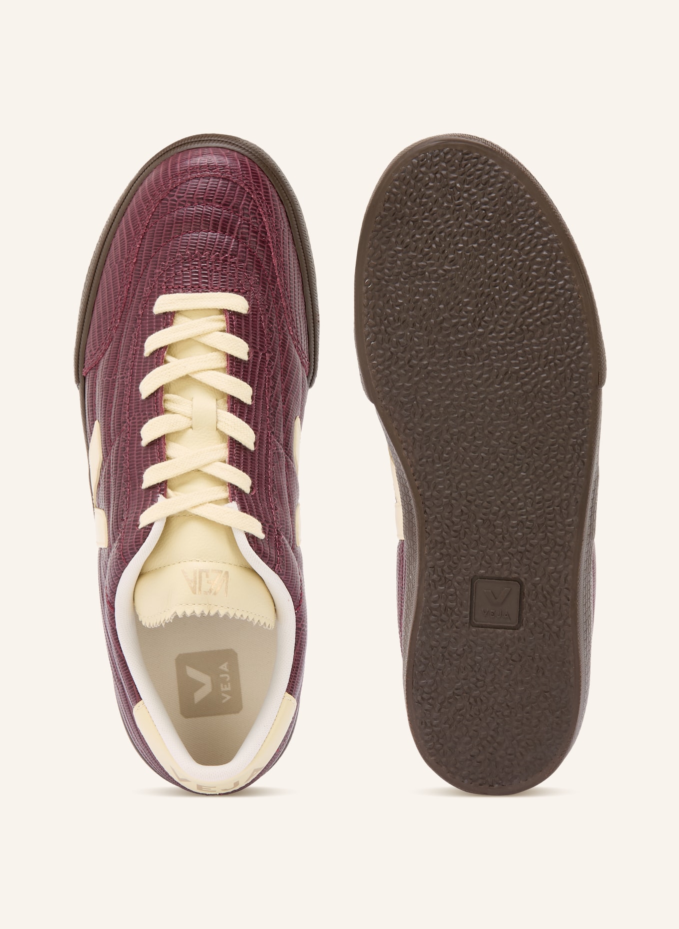 VEJA Sneaker PANENKA: DUNKELROT / GOLD / BEIGE