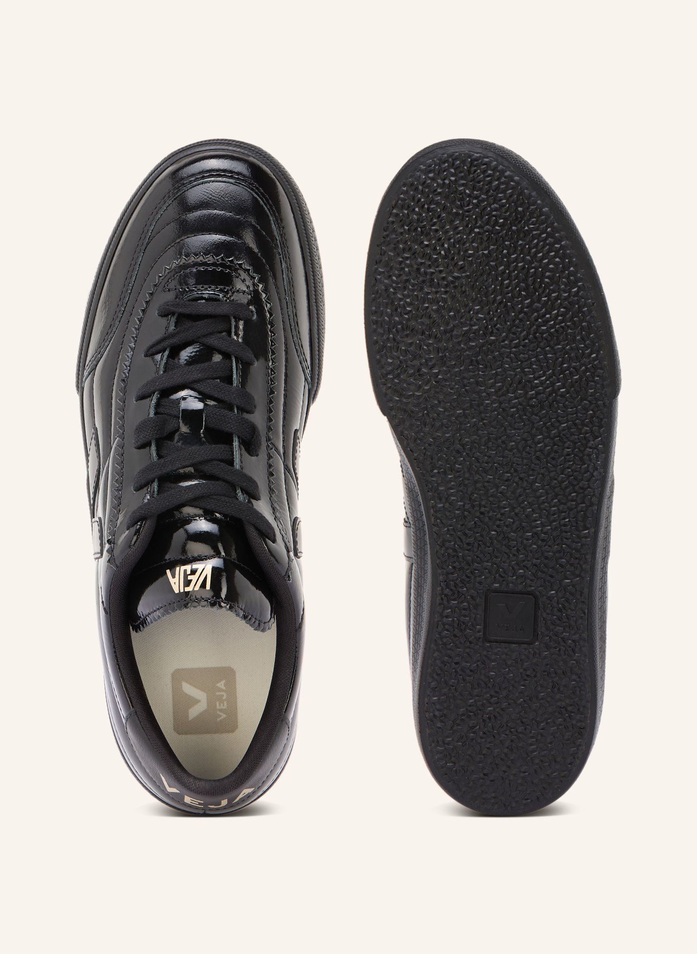 VEJA Lack-Sneaker PANENKA: SCHWARZ / GOLD