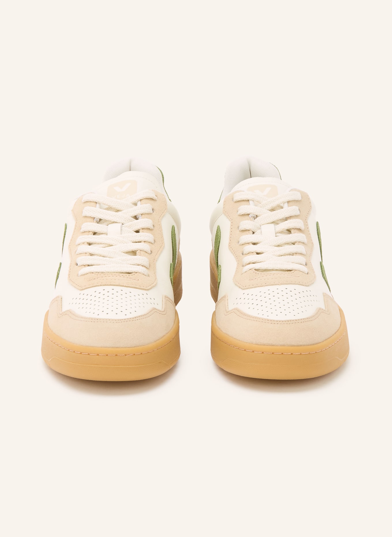 VEJA Sneaker V-90: CREME / BEIGE / GRÜN