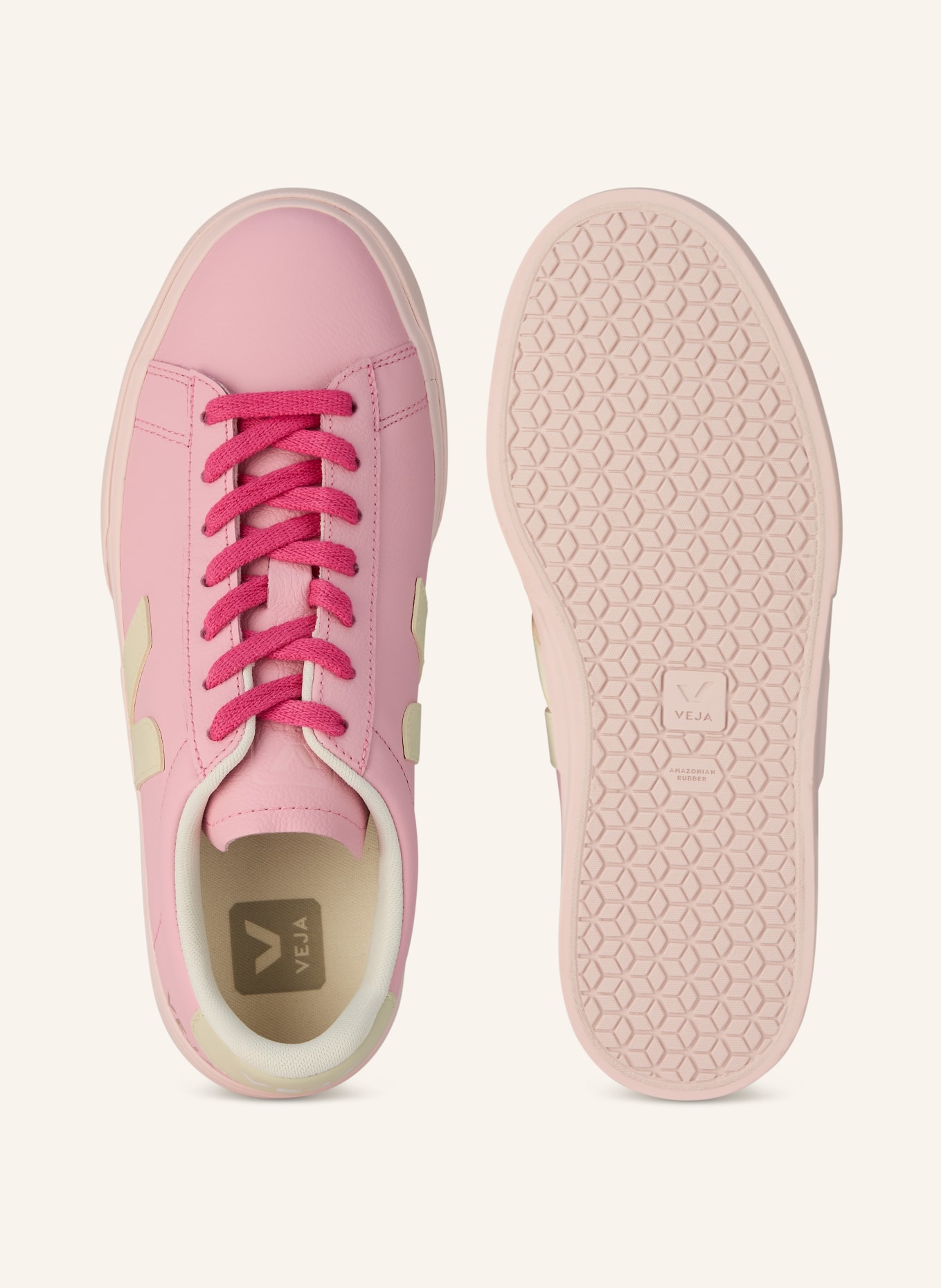 VEJA Sneakers CAMPO: MOCNORÓŻOWY / BEŻOWY