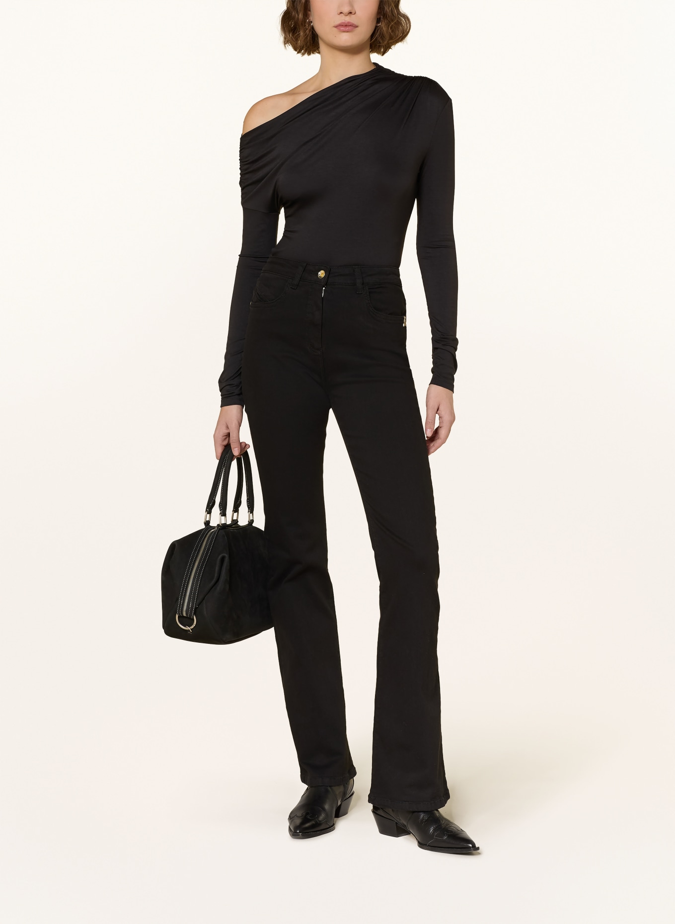 PATRIZIA PEPE One-Shoulder-Shirt MAGLIA: SCHWARZ