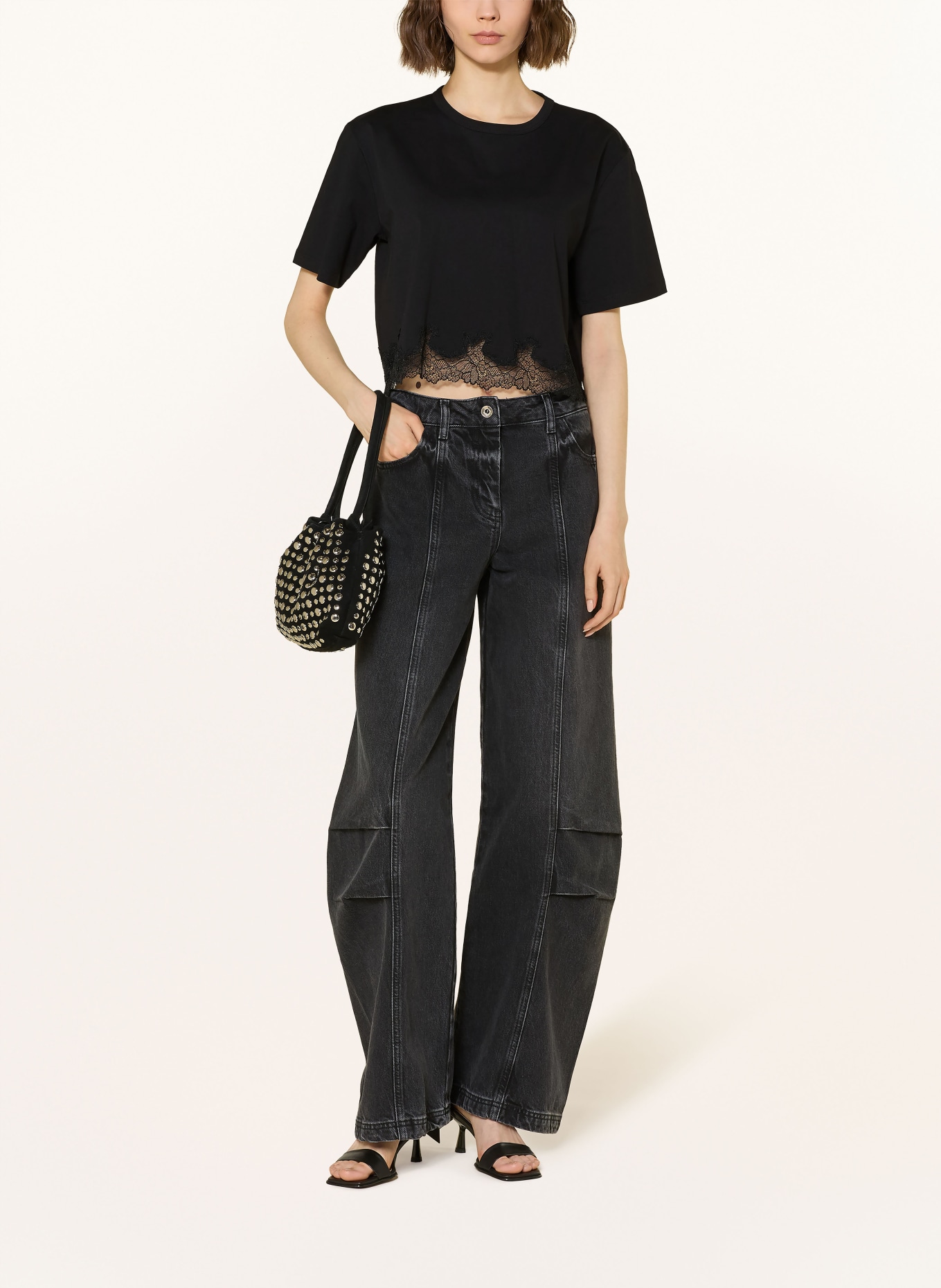 PATRIZIA PEPE T-shirt with lace: BLACK