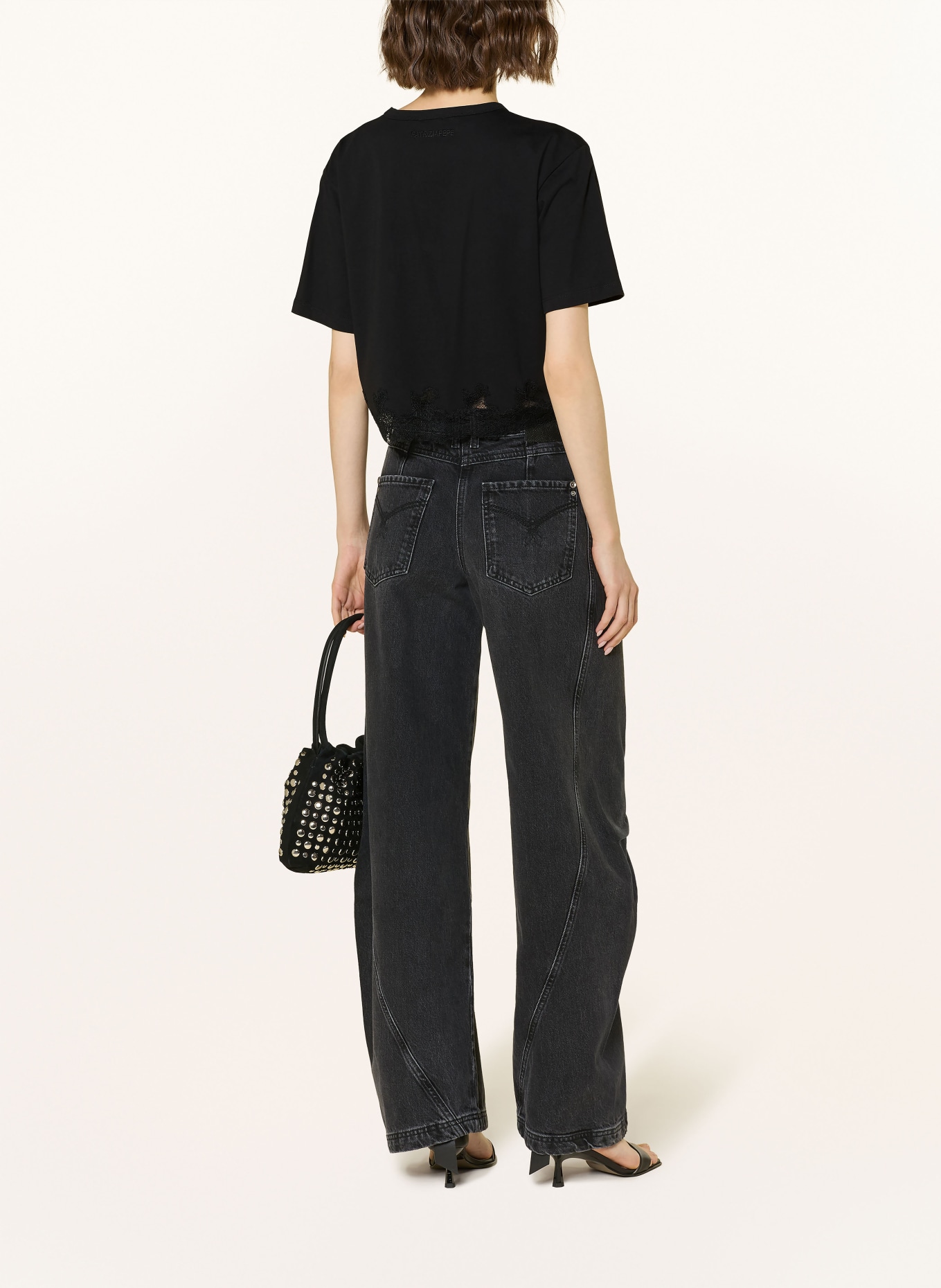 PATRIZIA PEPE T-shirt with lace: BLACK