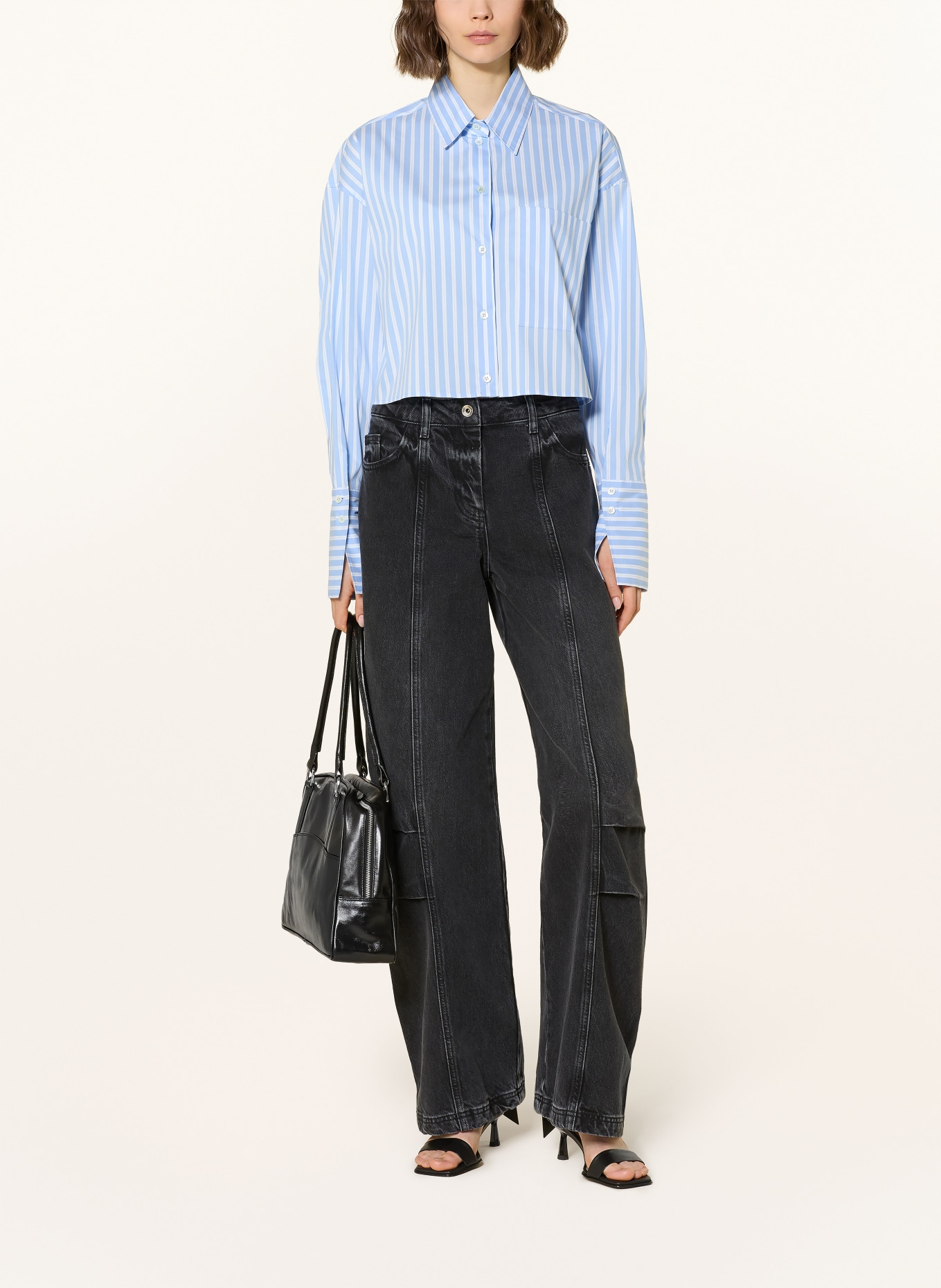 PATRIZIA PEPE Hemdbluse: HELLBLAU / WEISS