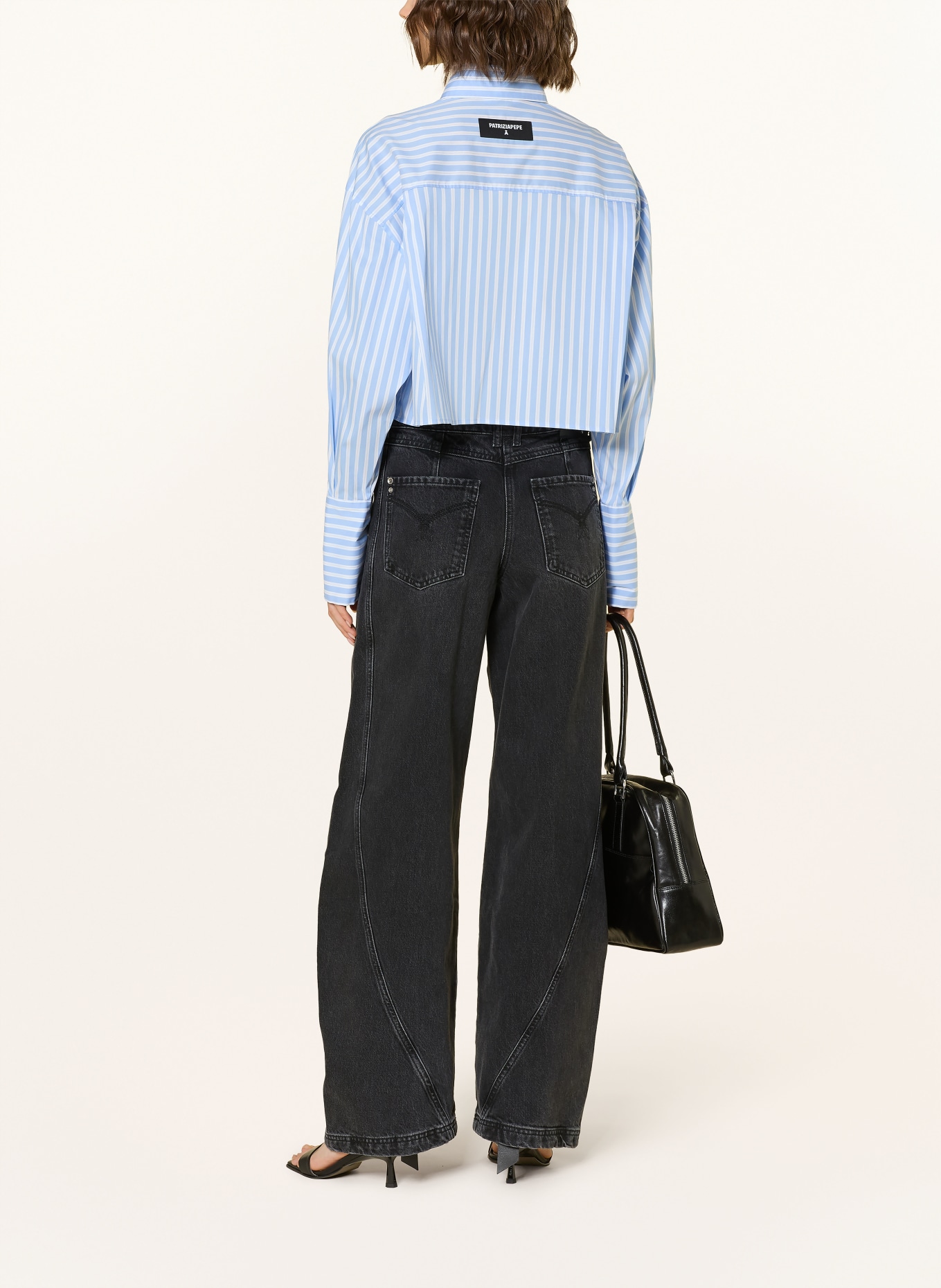 PATRIZIA PEPE Hemdbluse: HELLBLAU / WEISS