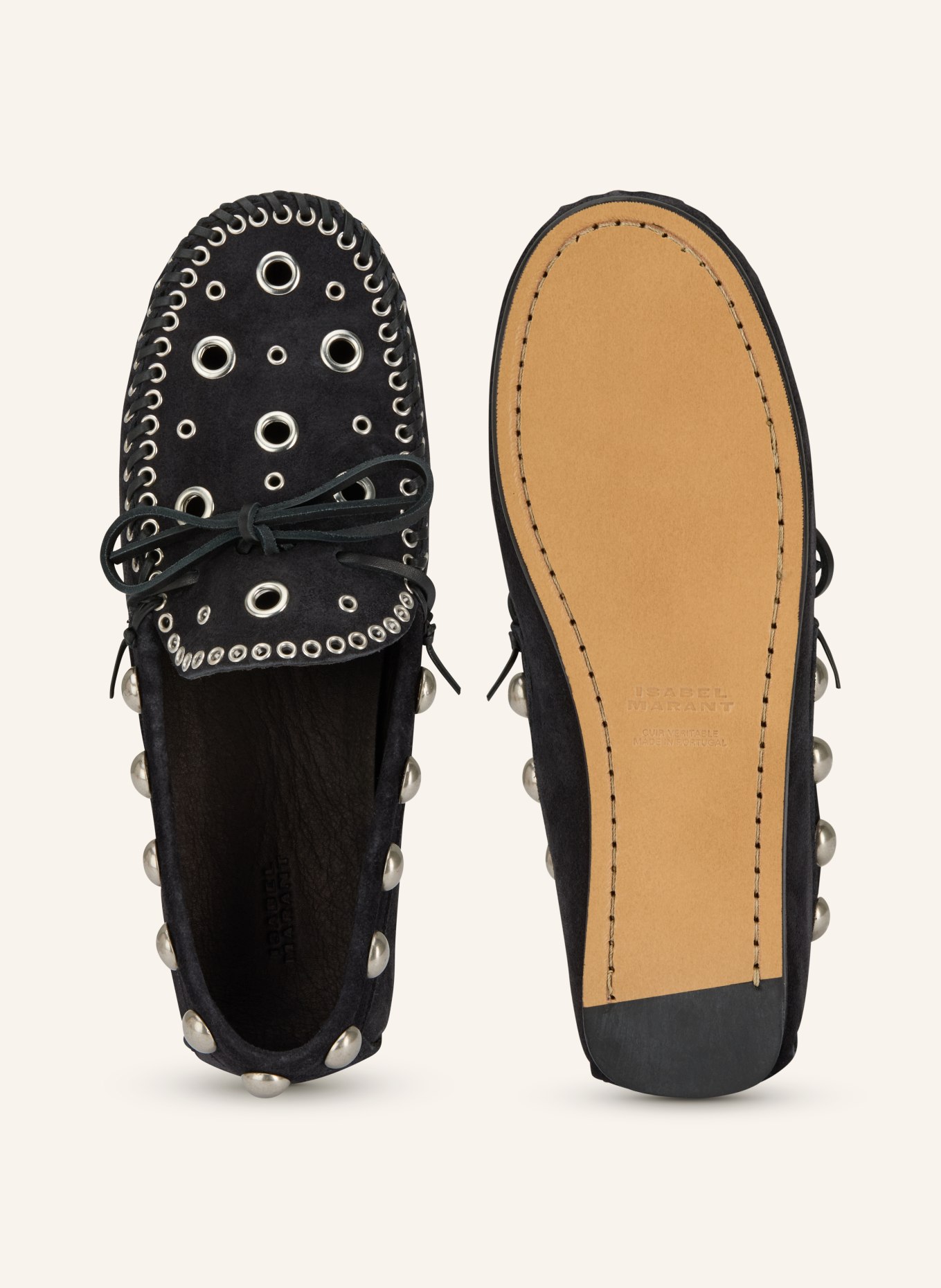 ISABEL MARANT Mokasyny z nitami: CZIEMNOSZARY