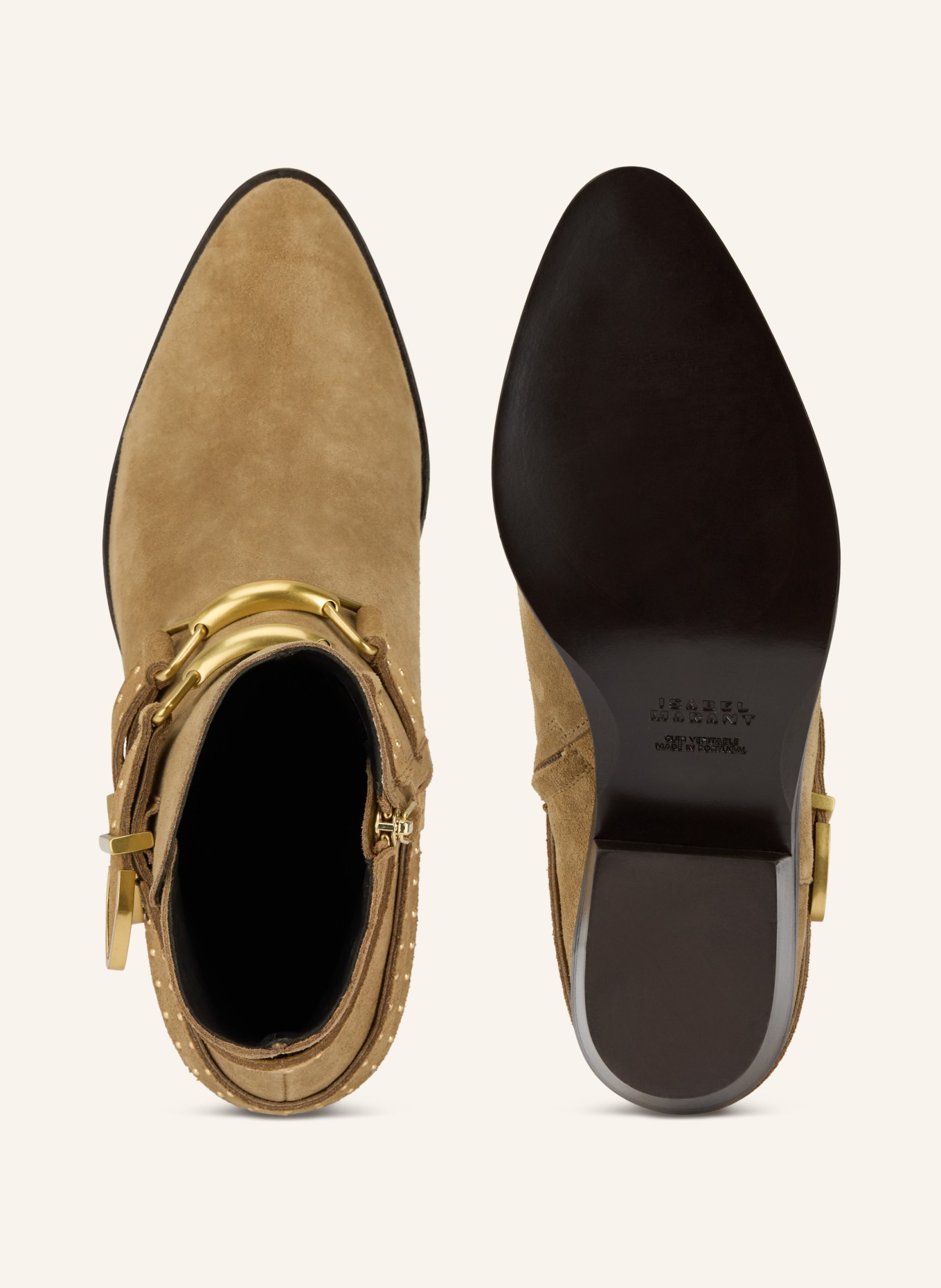 ISABEL MARANT Botki ZALYA z nitami: CAMELOWY