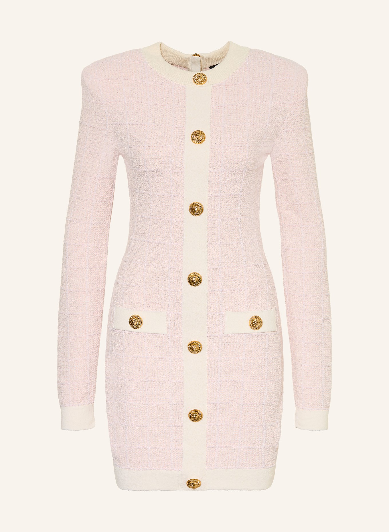 BALMAIN Cocktailkleid mit Glitzergarn: HELLROSA / CREME